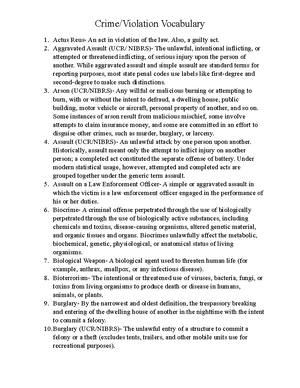 CRJU103 Week 1.1 Vocabulary - Week 1:1 Vocabulary Criminal Justice- In ...
