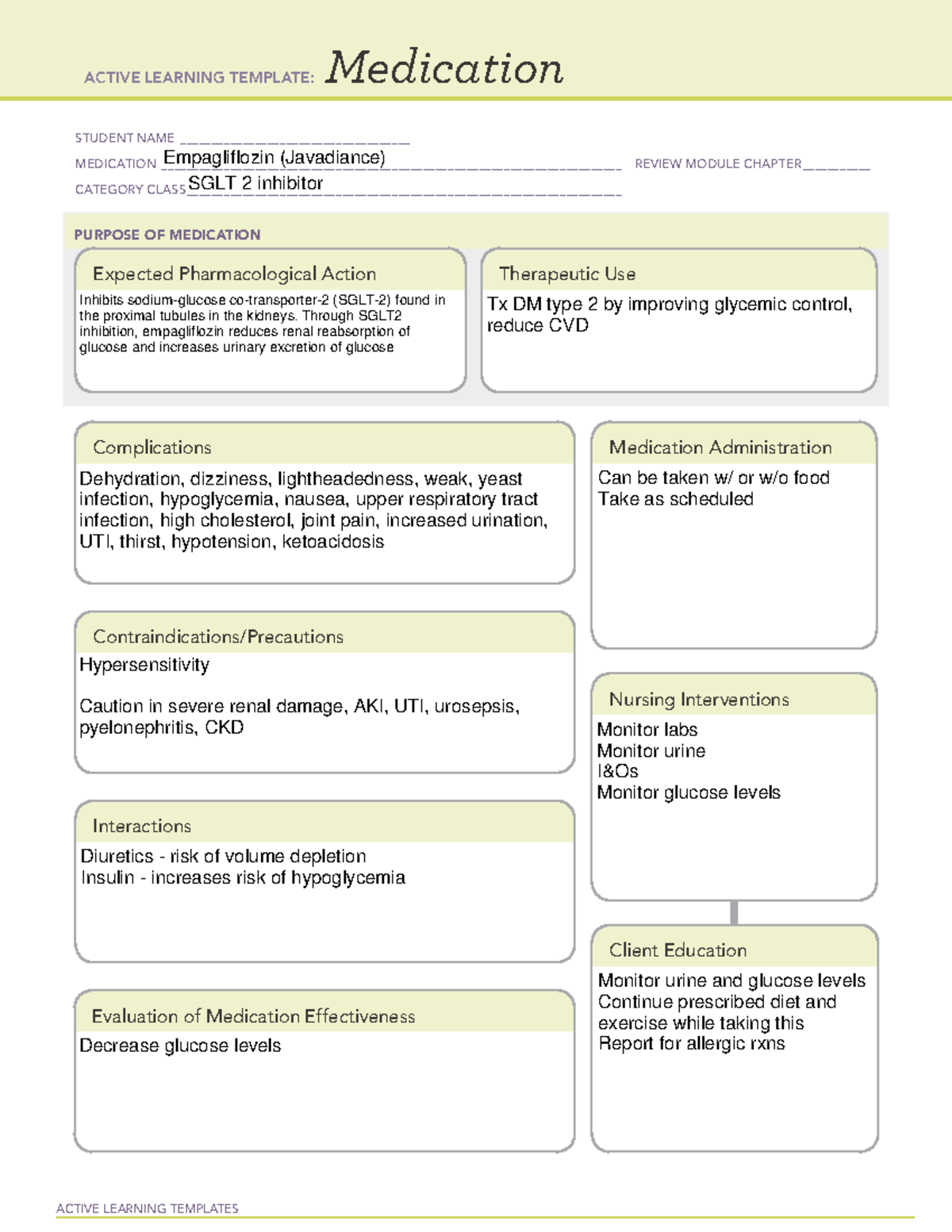 empapgliflozin ATI Med Card - ACTIVE LEARNING TEMPLATES Medication ...