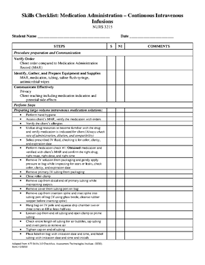 Skills+Checklist+-+Medication+Administration-Intravenous+Push ...