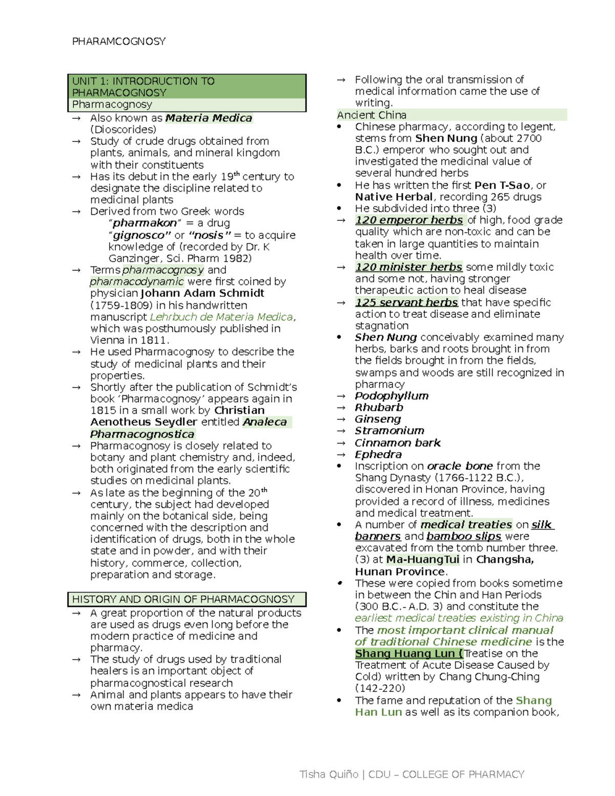 UNIT 1 - Anachem - Tisha Quiño | CDU – COLLEGE OF PHARMACY ...
