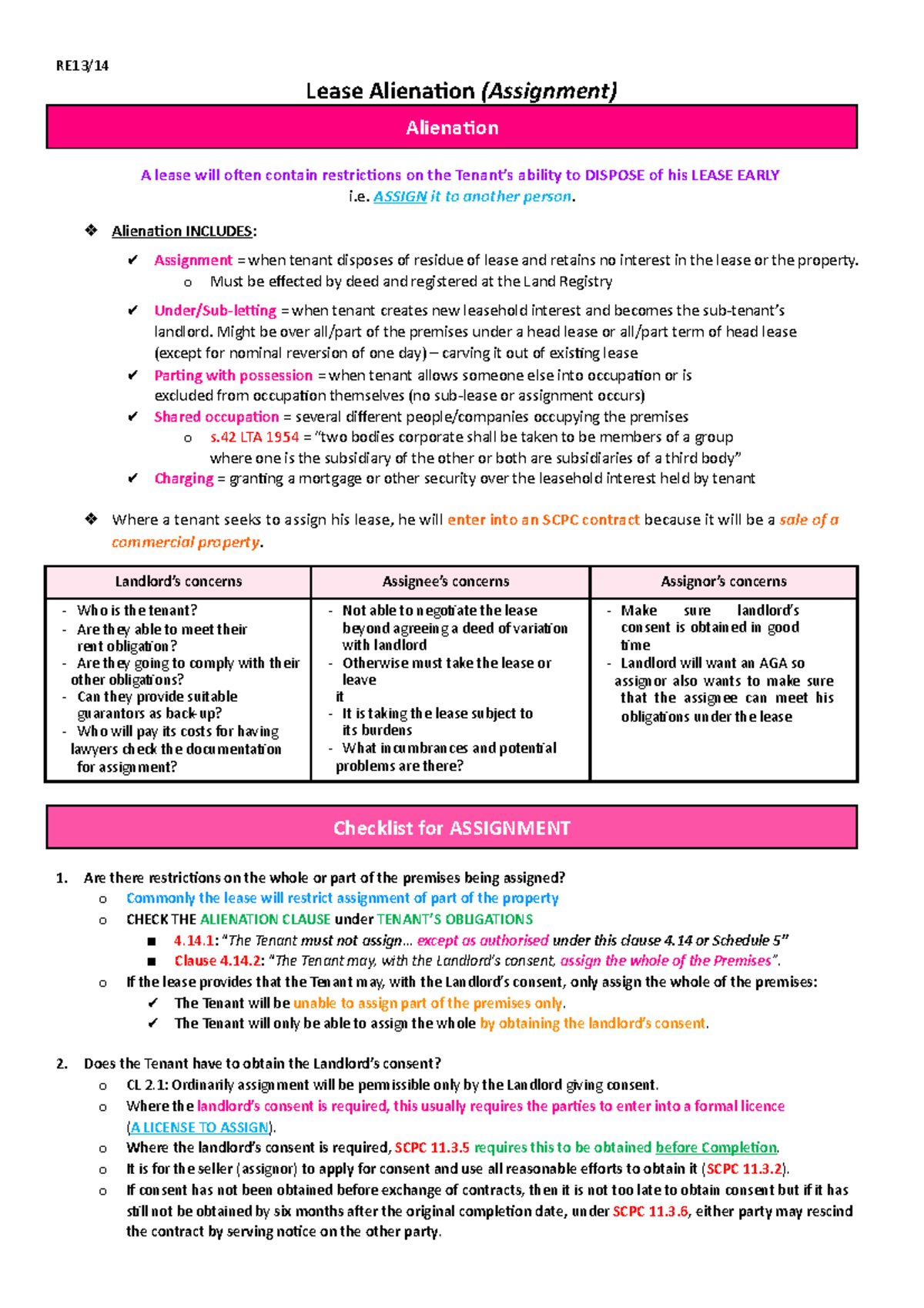 Lease Alienation (assignment) - Lease Alienation (assignment 