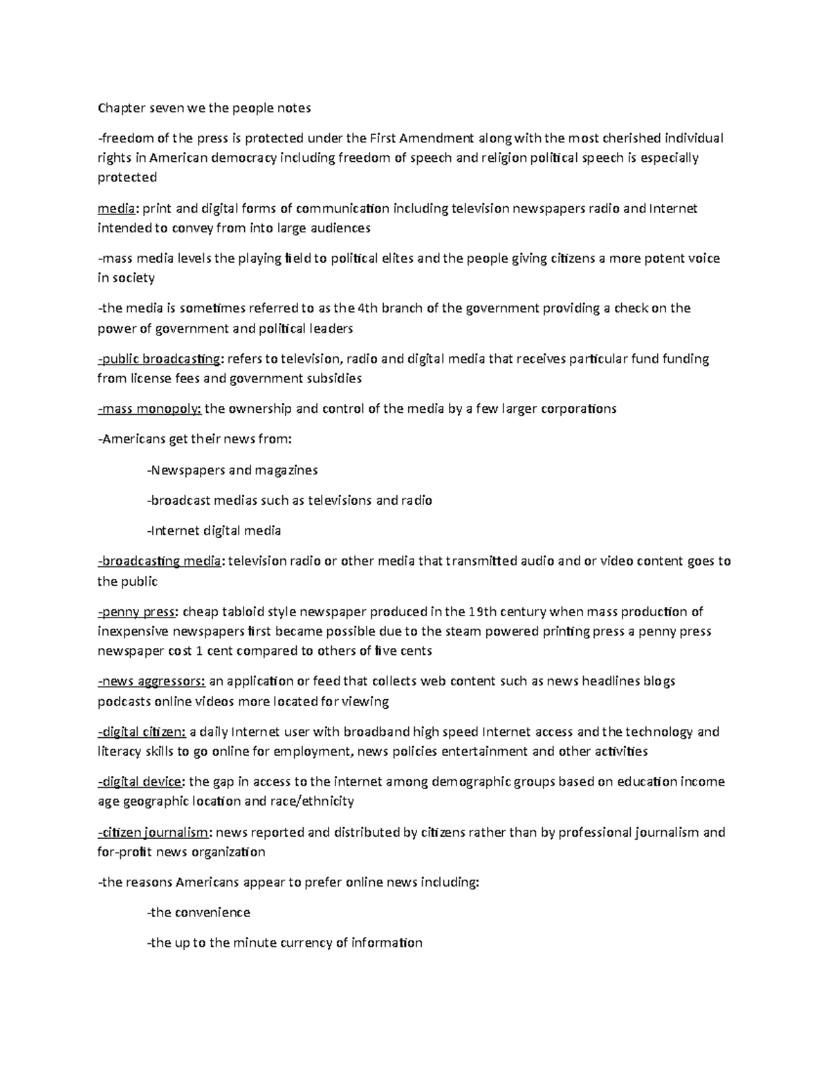 Chapter seven we the people notes - Chapter seven we the people notes ...