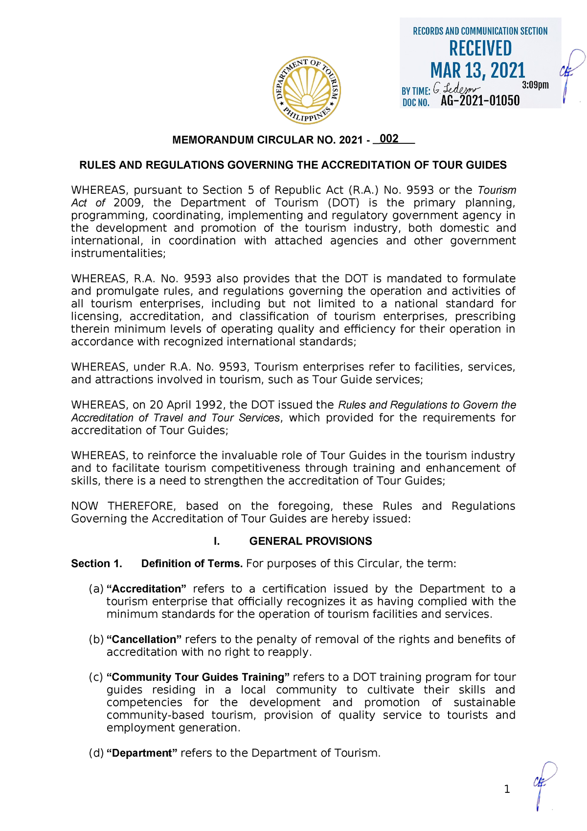 DOT Memorandum Circular No 2021 002 - MEMORANDUM CIRCULAR NO. 2021 ...