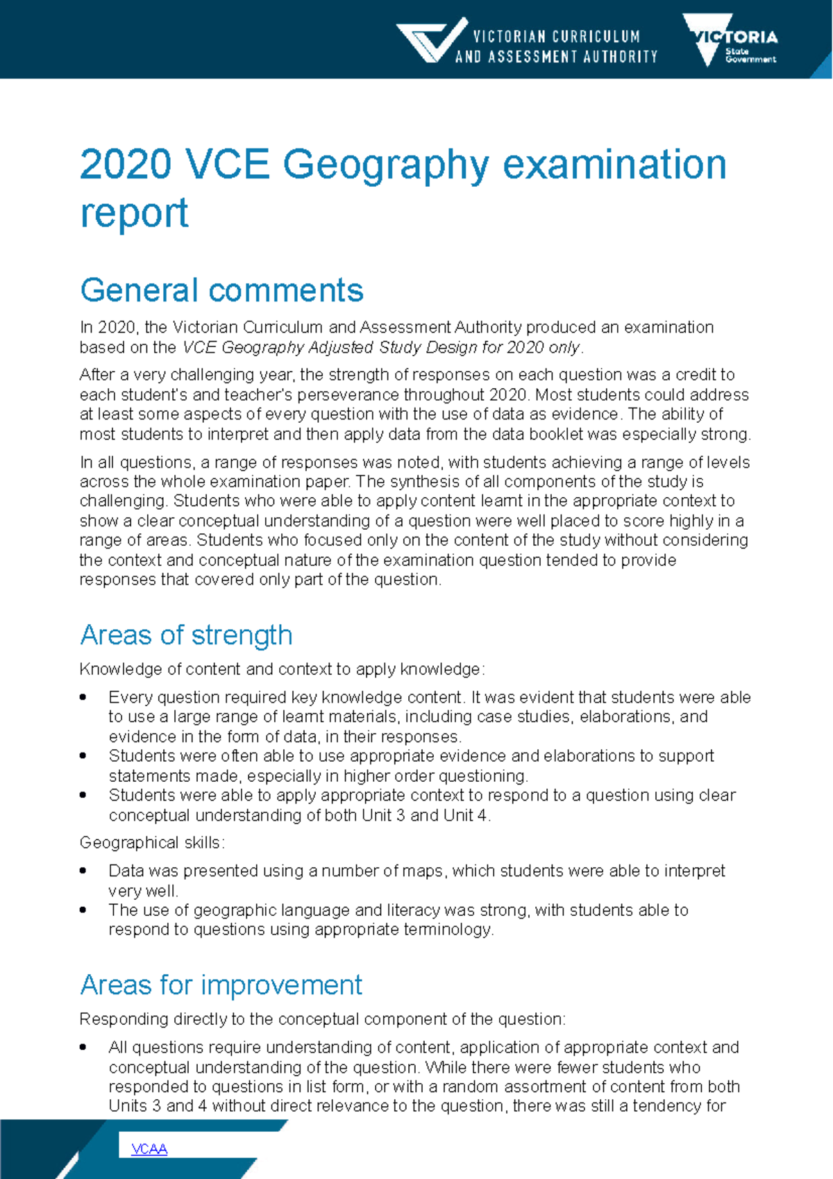 2020geographyexamreport to use in the study 2020 VCE Geography