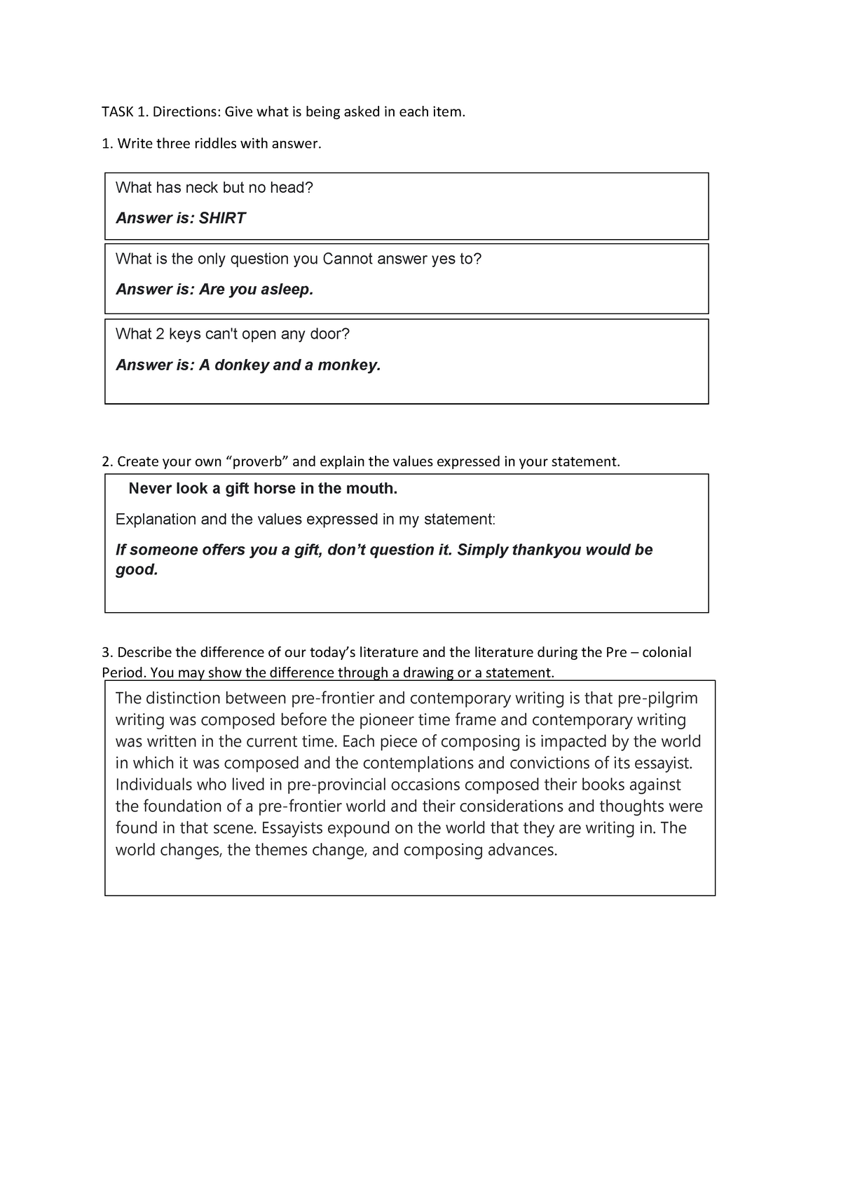 TASK 1- Etomon- Humms W - Literature subject - TASK 1. Directions: Give ...