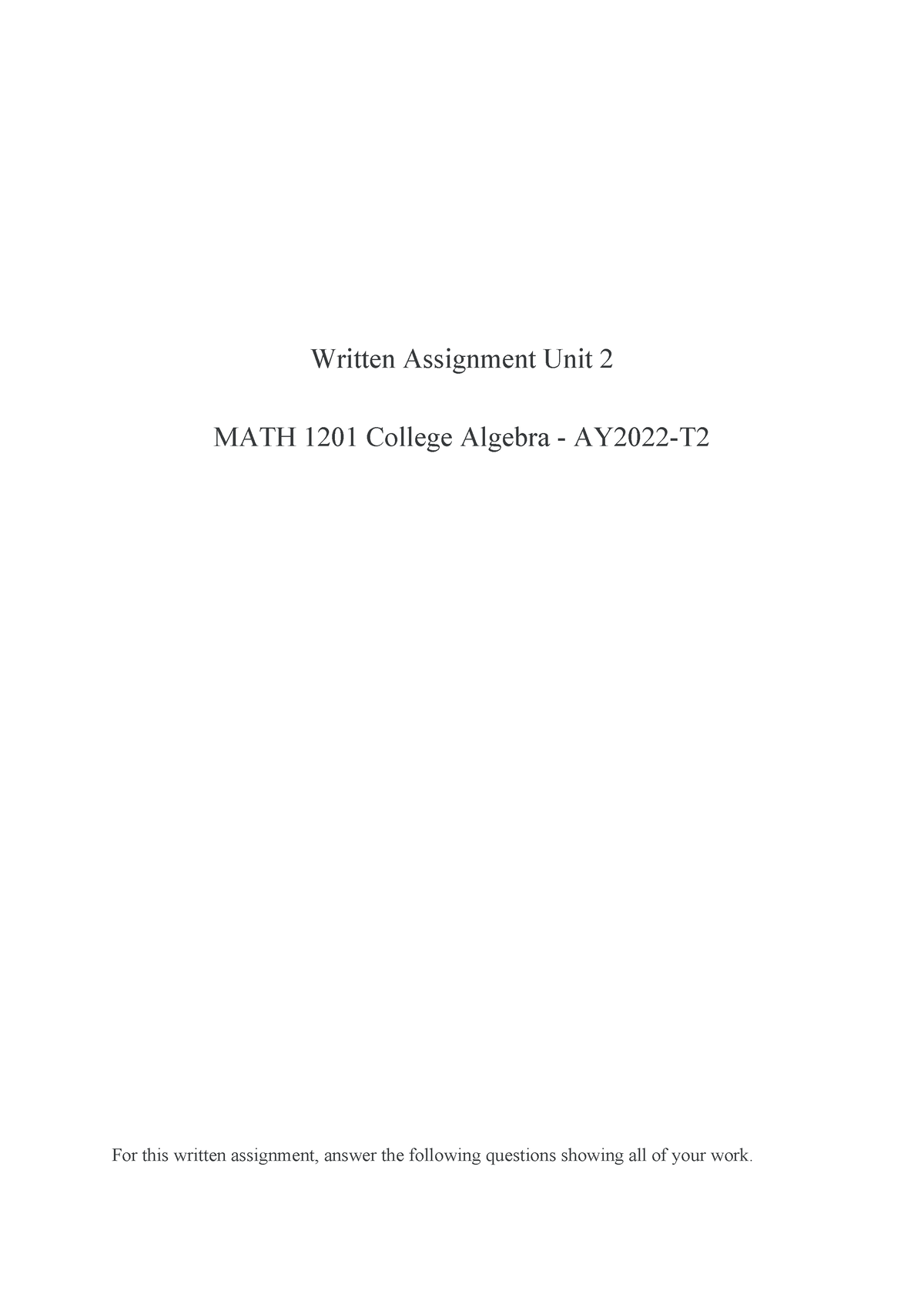 Written Assignment Unit 2 - Determine Whether The Lines Given By The ...