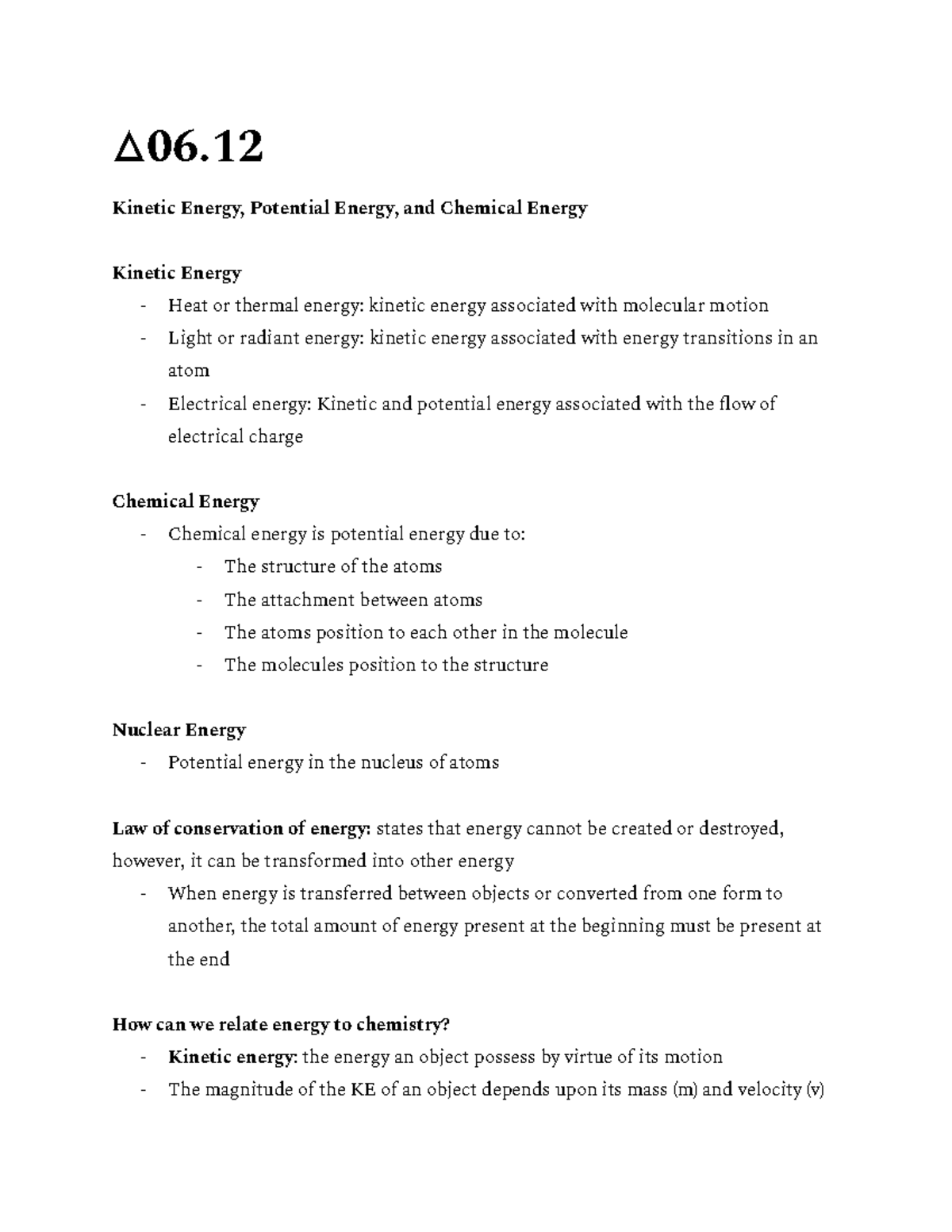 Chem 2 lecture 06 - notes week 1/4 summer '23, dr rocher - 06. Kinetic ...