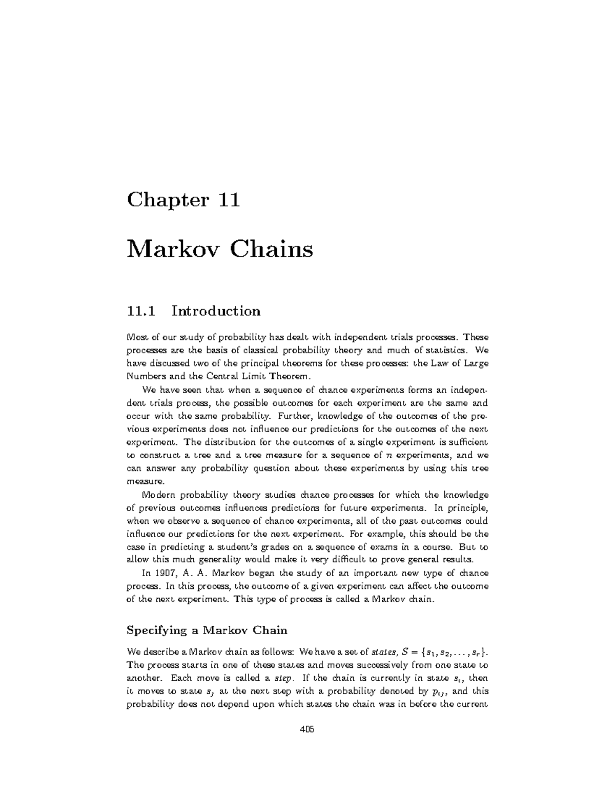 Markov chain Chapter 11 Markov Chains 11 Introduction Most of our