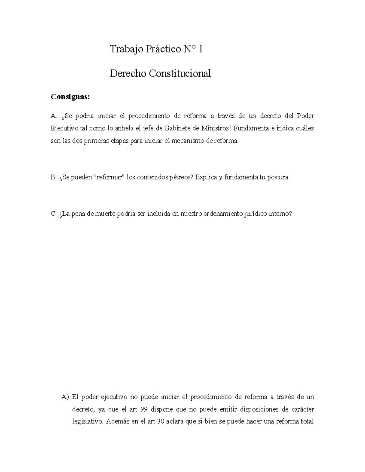 Tp 1 Constitucional Aprobado Trabajo Práctico N° 1 Derecho Constitucional Consignas A ¿se