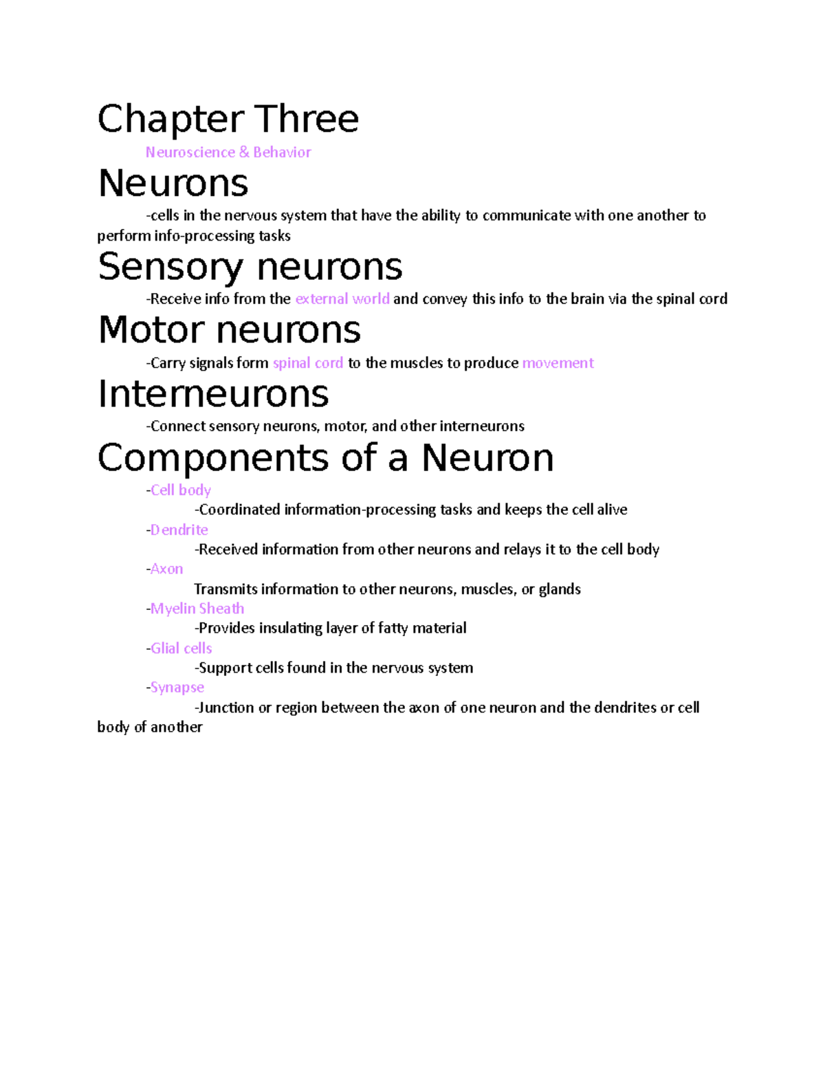 Chapter Three Dr. Teague Chapter Three Neuroscience & Behavior