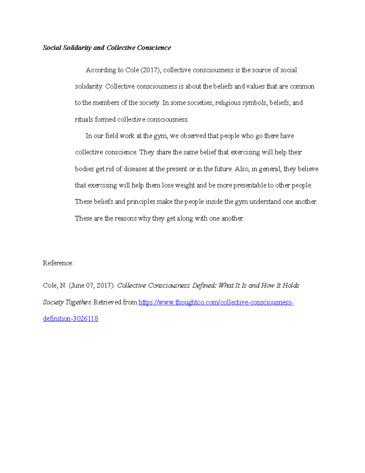 Social Solidarity and Collective Conscience - Social Solidarity and ...