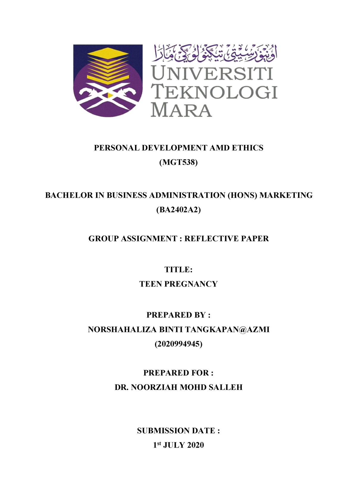 individual assignment mgt538