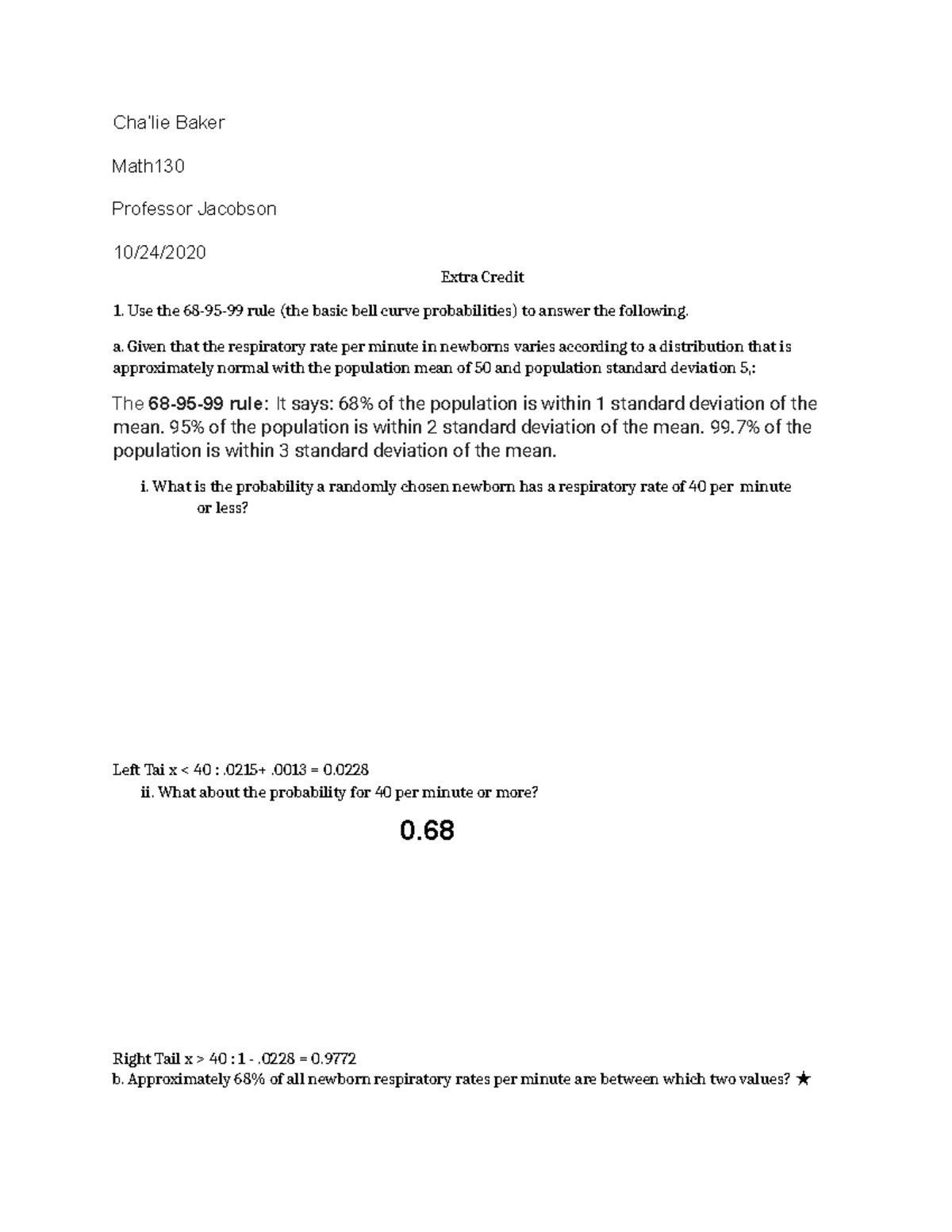 Printable Normal Curve