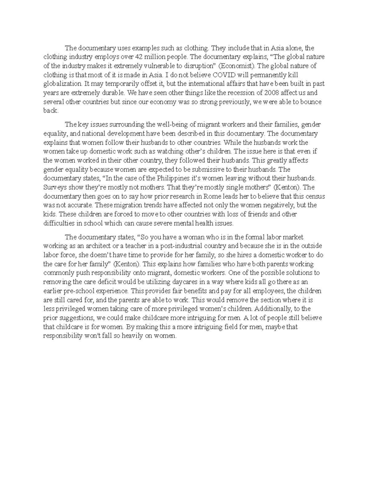 Sociology Discussion 12 The documentary uses examples such as