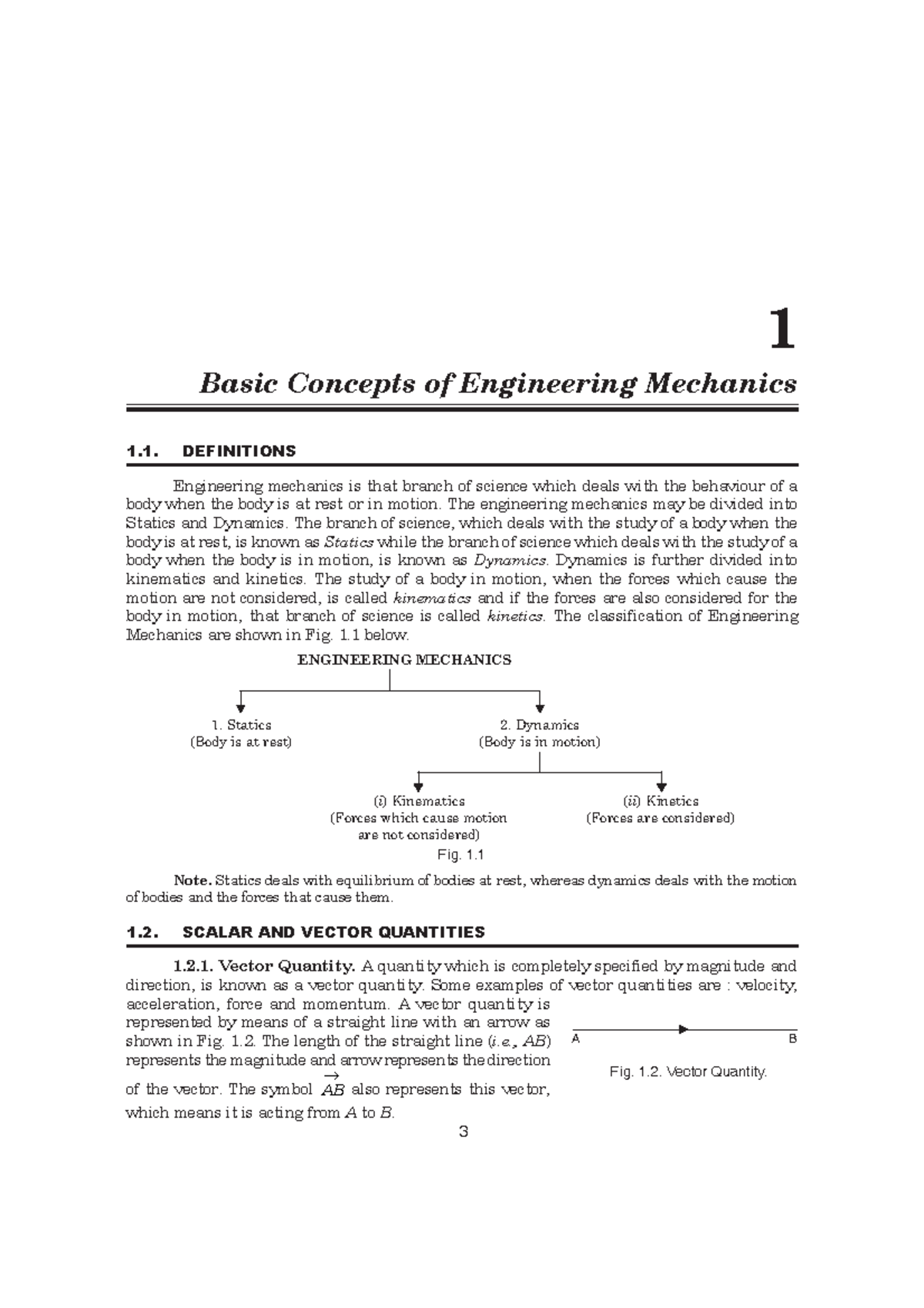 A textbook of engineering mechanics 2 1 1 basic concepts of