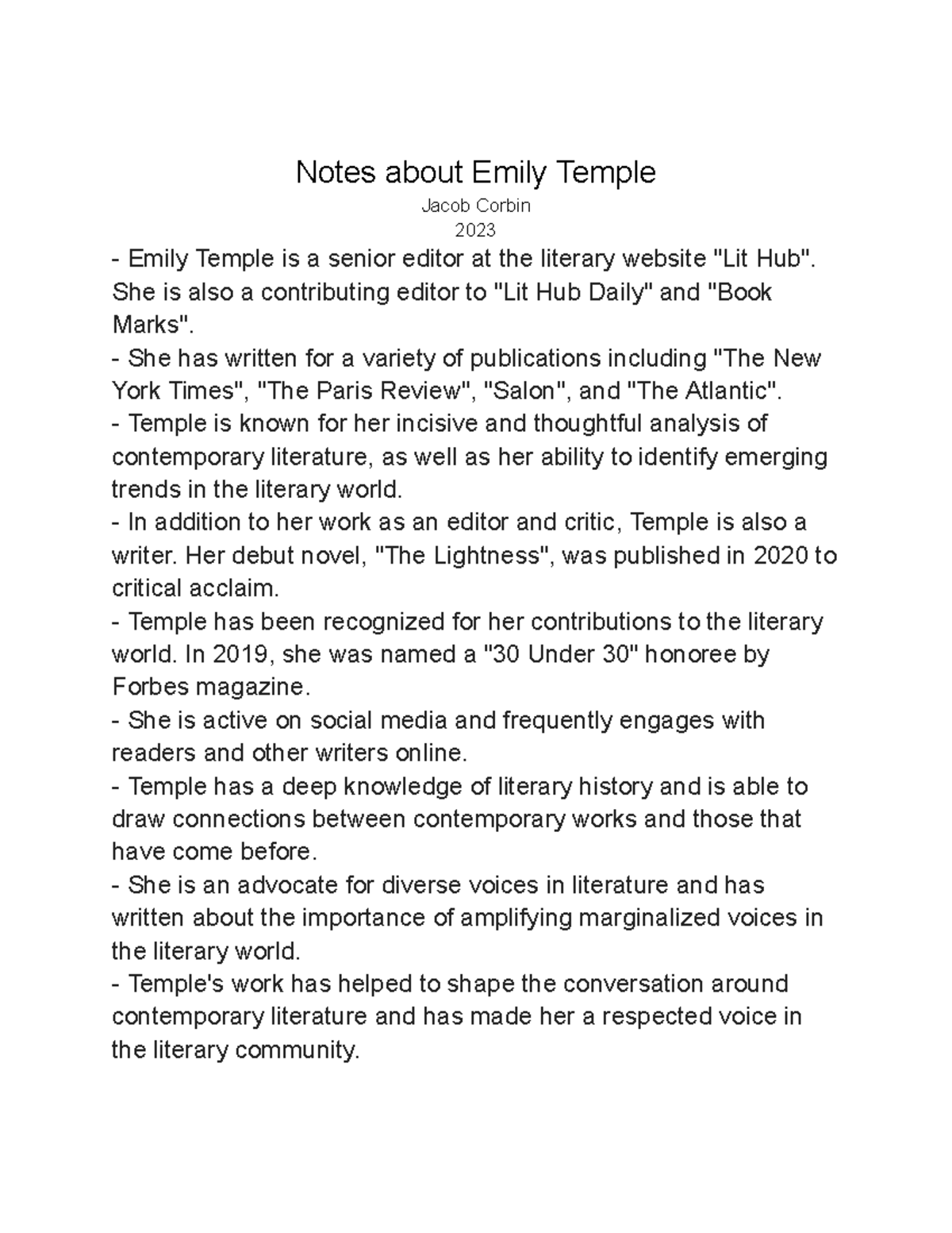 Untitled document - We had to take notes on famous writers and I chose ...