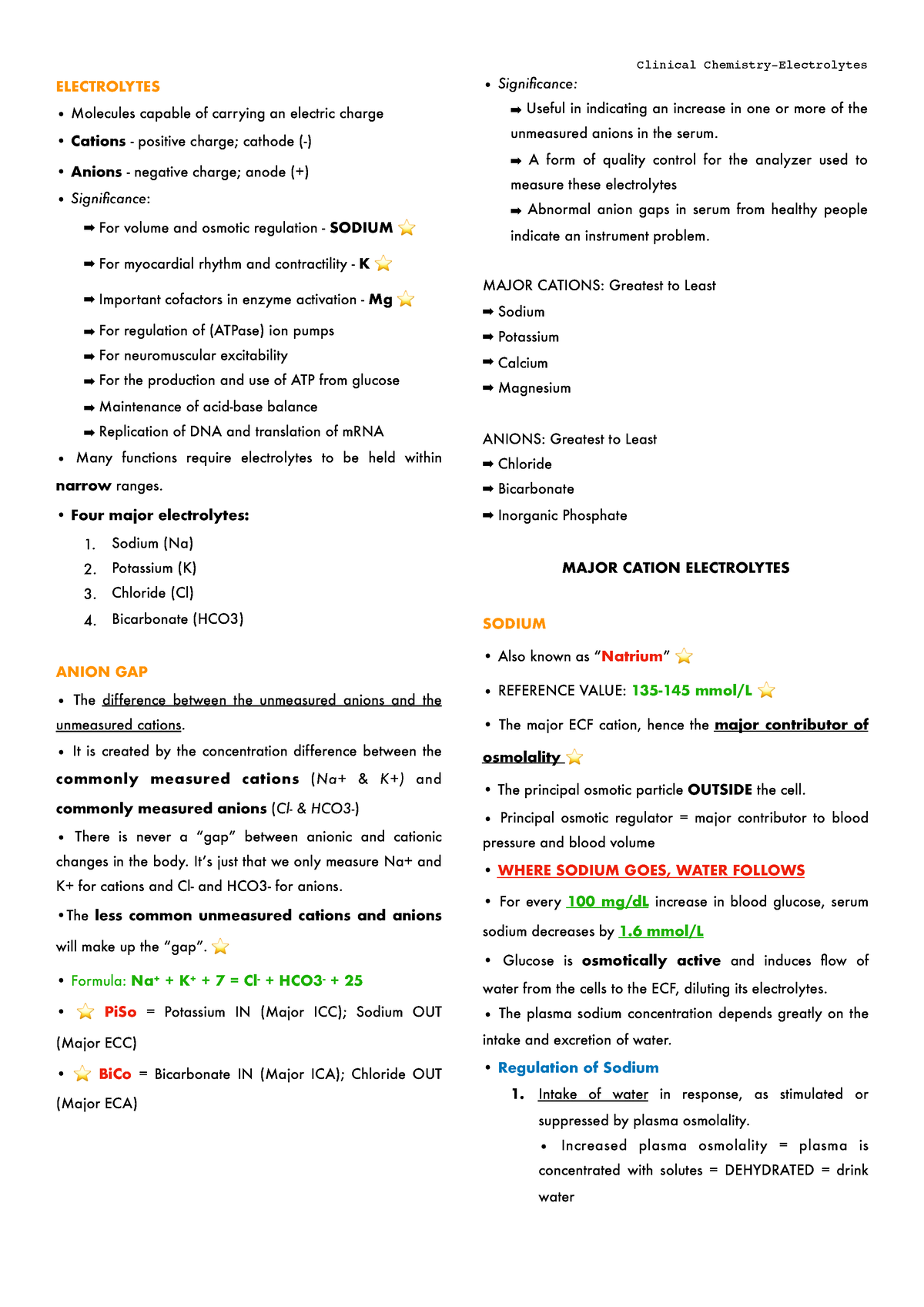 Electrolytes - Lecture notes - ELECTROLYTES Molecules capable of ...