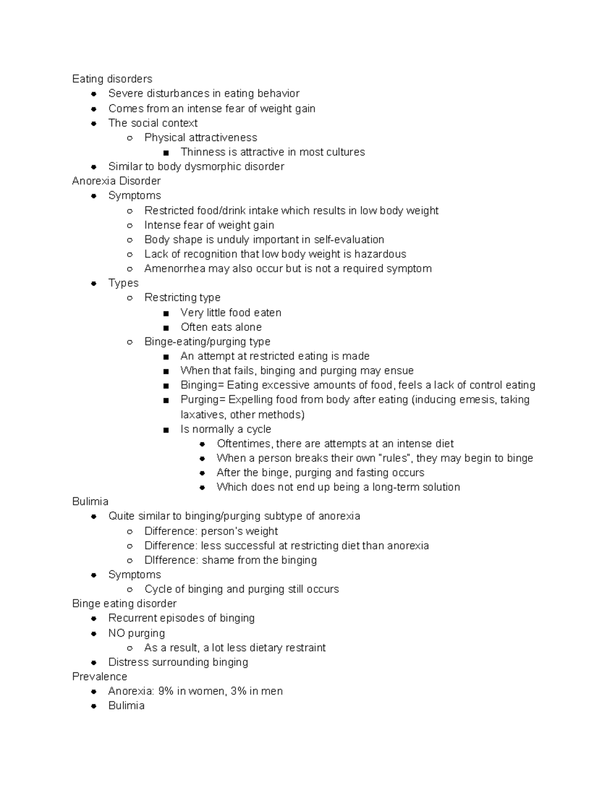 Chapter 9 notes - Summary Abnormal Psychology - Eating disorders Severe ...