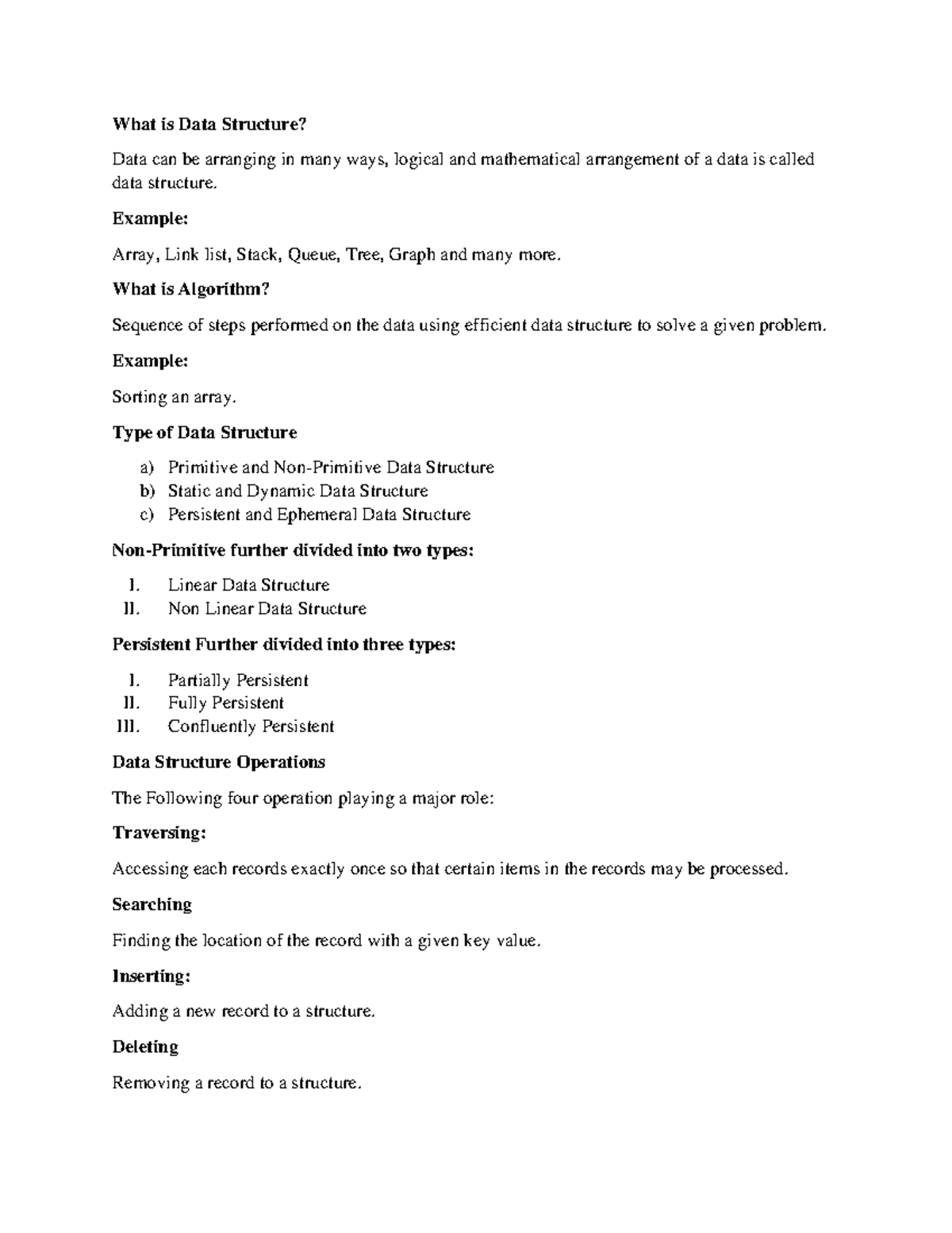 Data Structure Handwritting Notes Free - What is Data Structure? Data ...