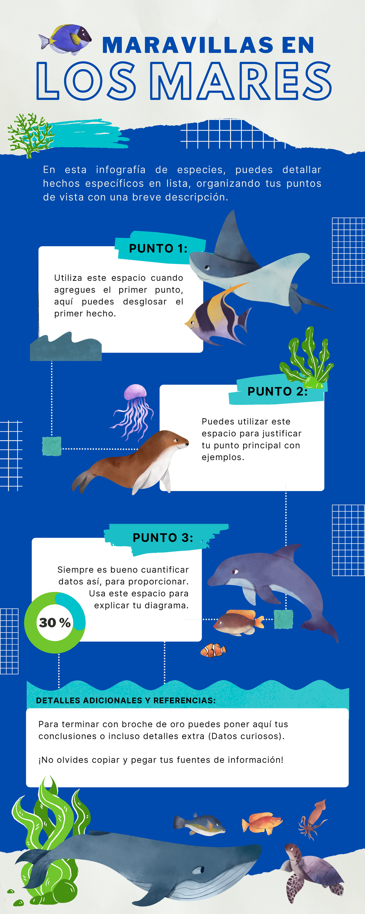 Infografía de Datos sobre el Mar Animales Marinos Recortes Azul - En ...