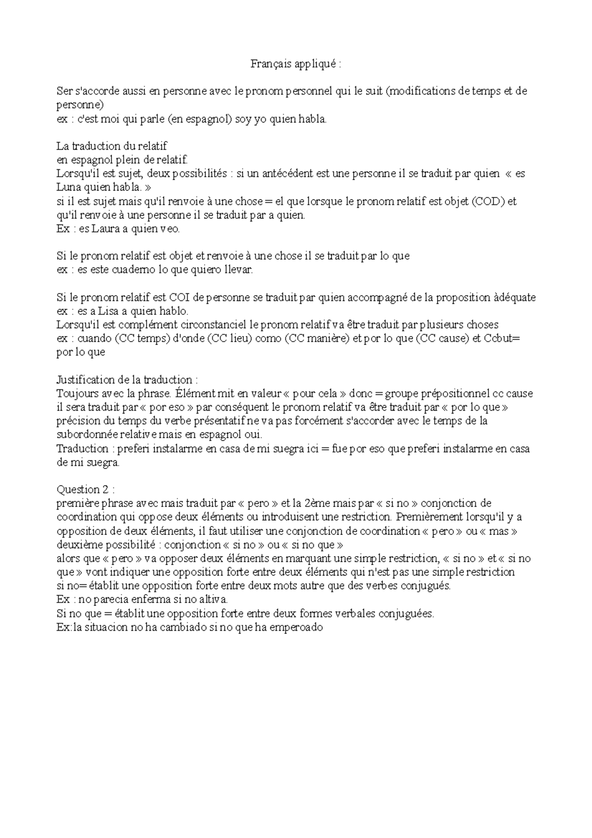 Cours sur le relatif en français appliqué Français appliqué Ser s