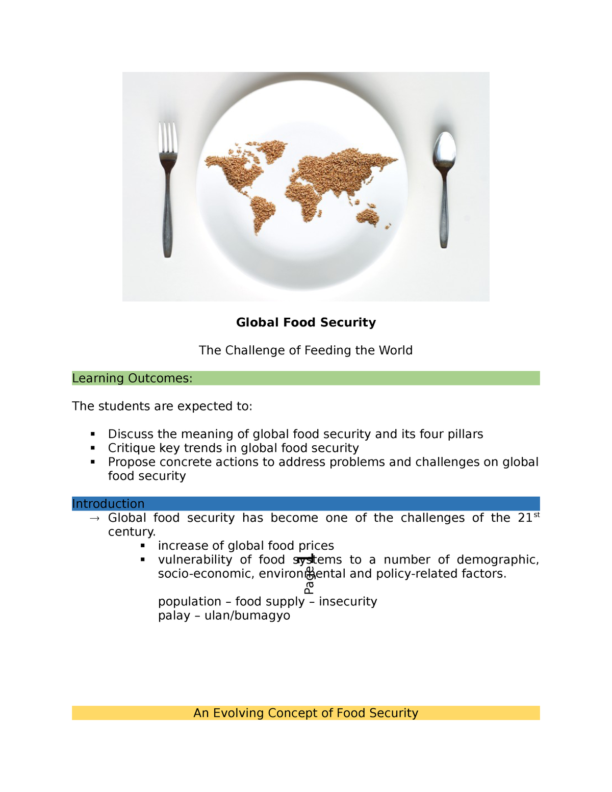 global food security essay brainly