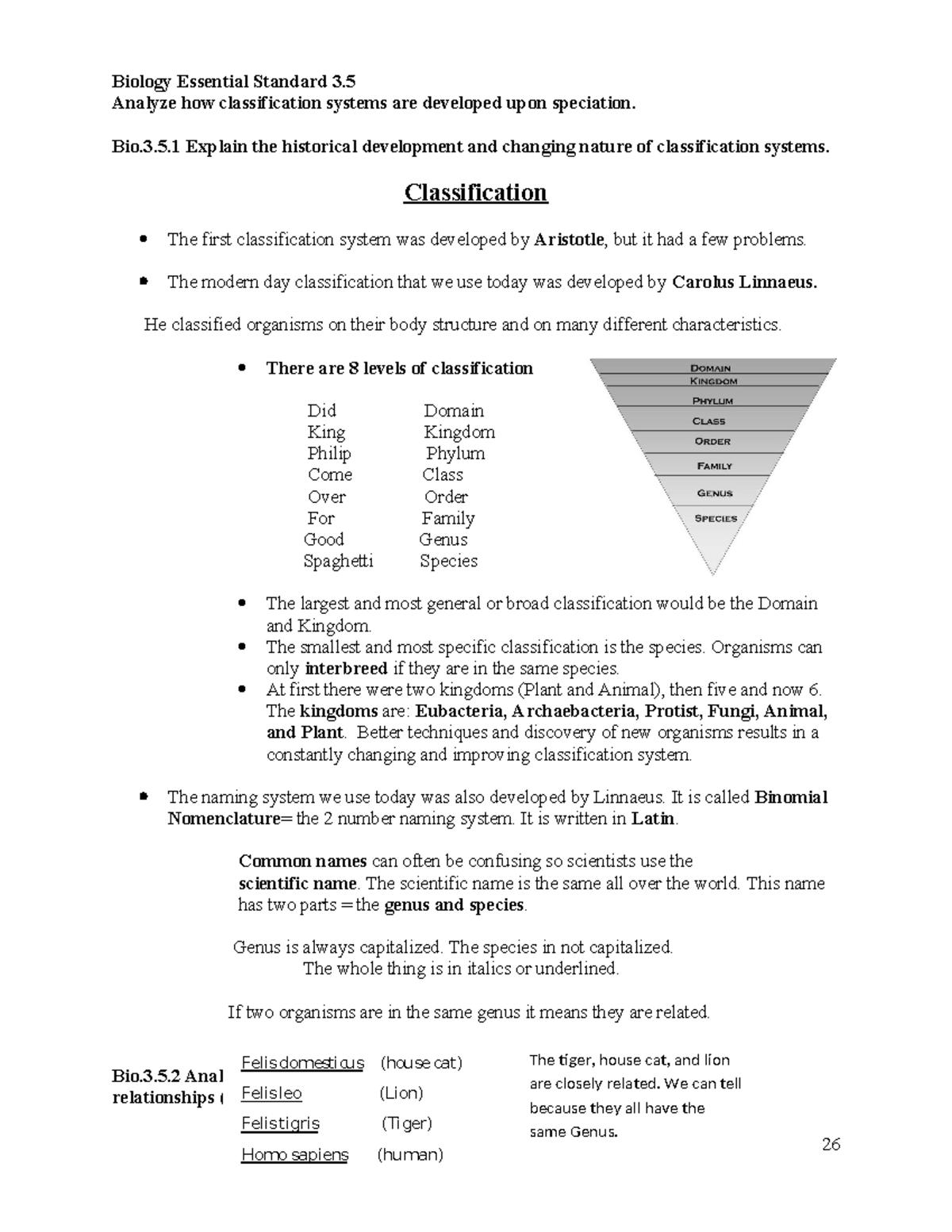 New Bio Study Guide Part 3 With Standards - Biology Essential Standard ...