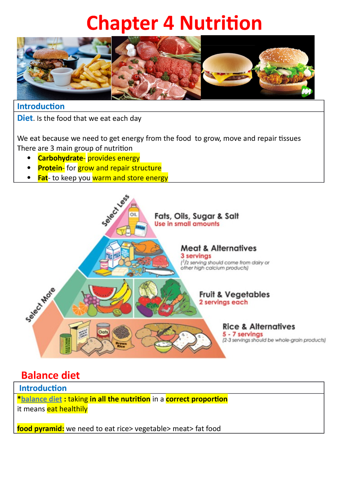 4 Nutrition Teacher- Update - Chapter 4 Nutrition Introduction Diet. Is ...