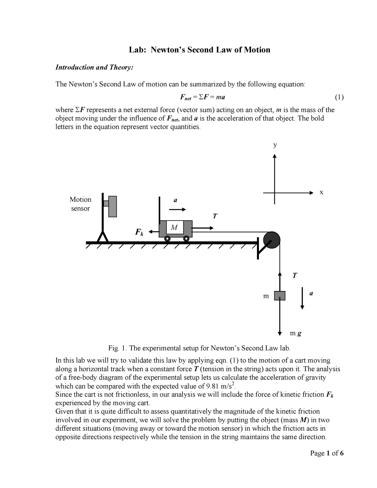 Lab Manual 4 Newtons 2nd Law Lab Newtons Second Law Of Motion Introduction And Theory The 0980