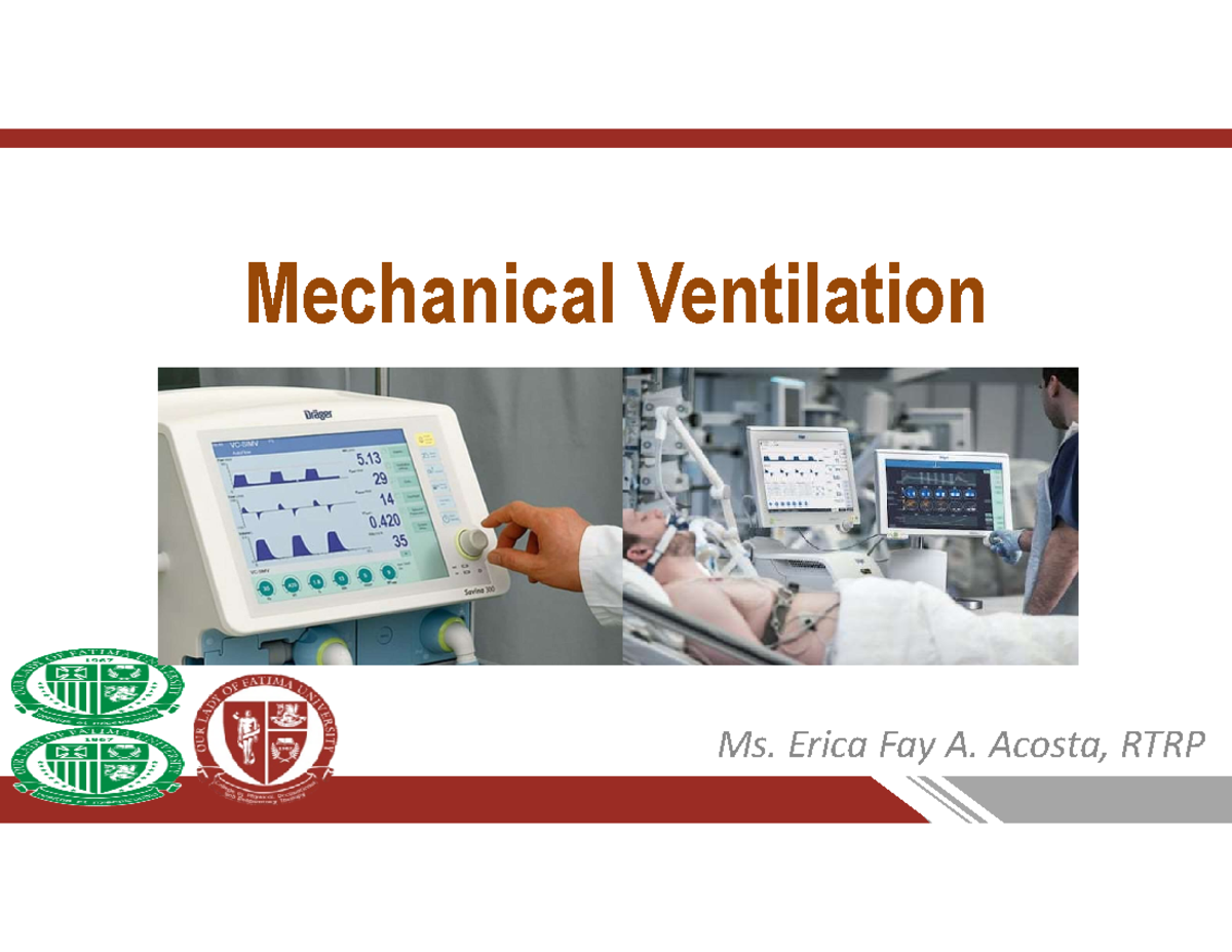 MV-LEC-1 - mech vent - RESPIRATORY THERAPY Mechanical Ventilation Ms ...