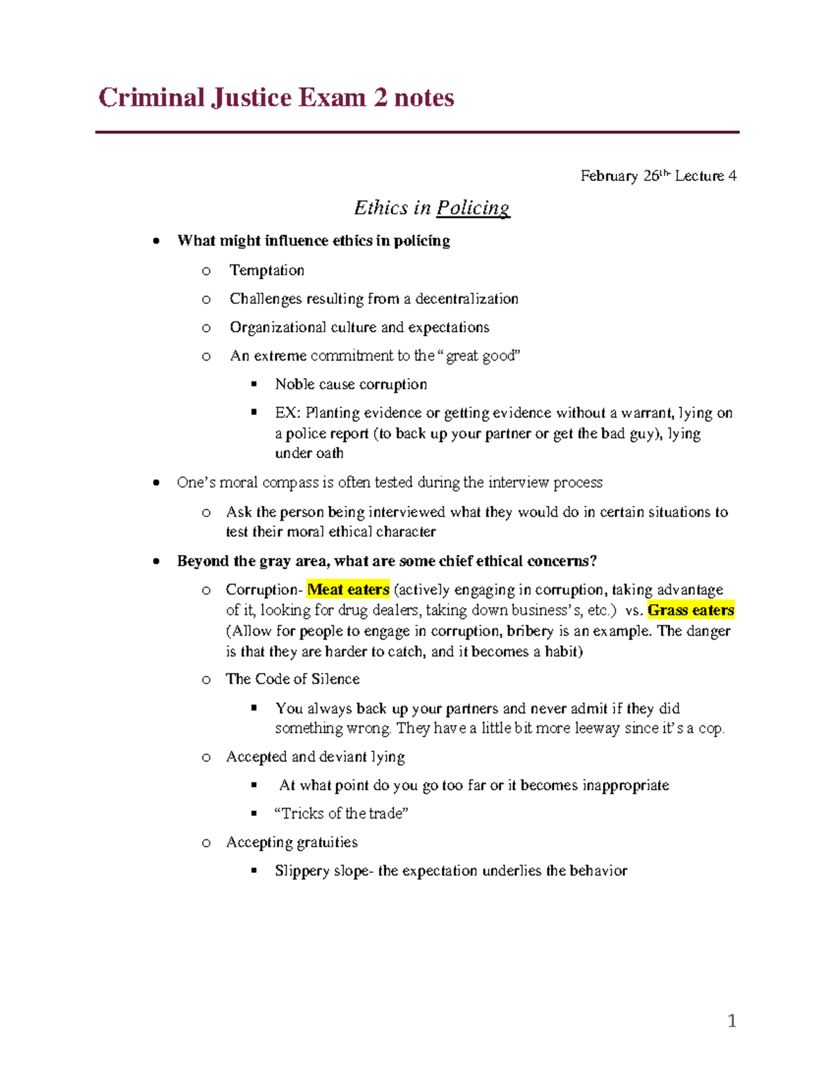 Criminal Justice System Notes (For Exam 2) - Criminal Justice Exam 2 ...