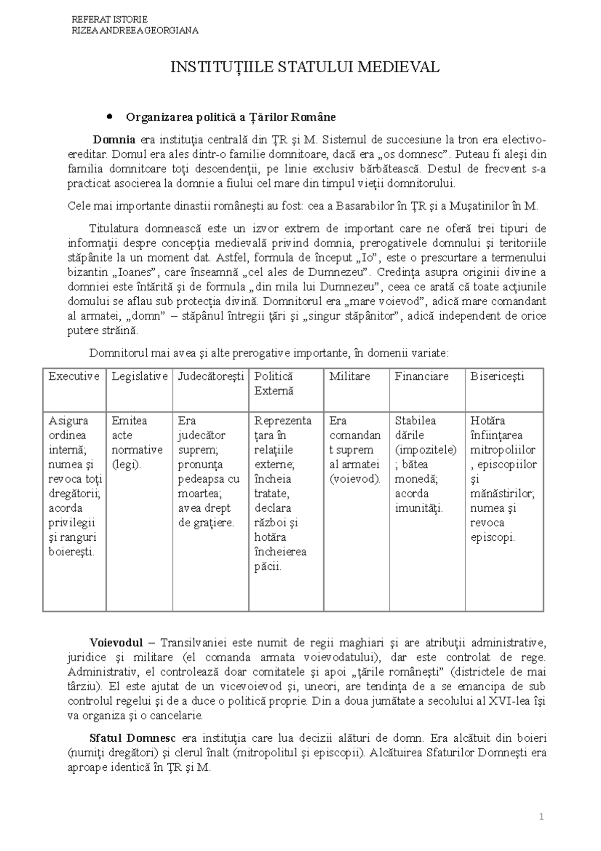 Institutiile Statului Medieval - RIZEA ANDREEA GEORGIANA INSTITUȚIILE ...