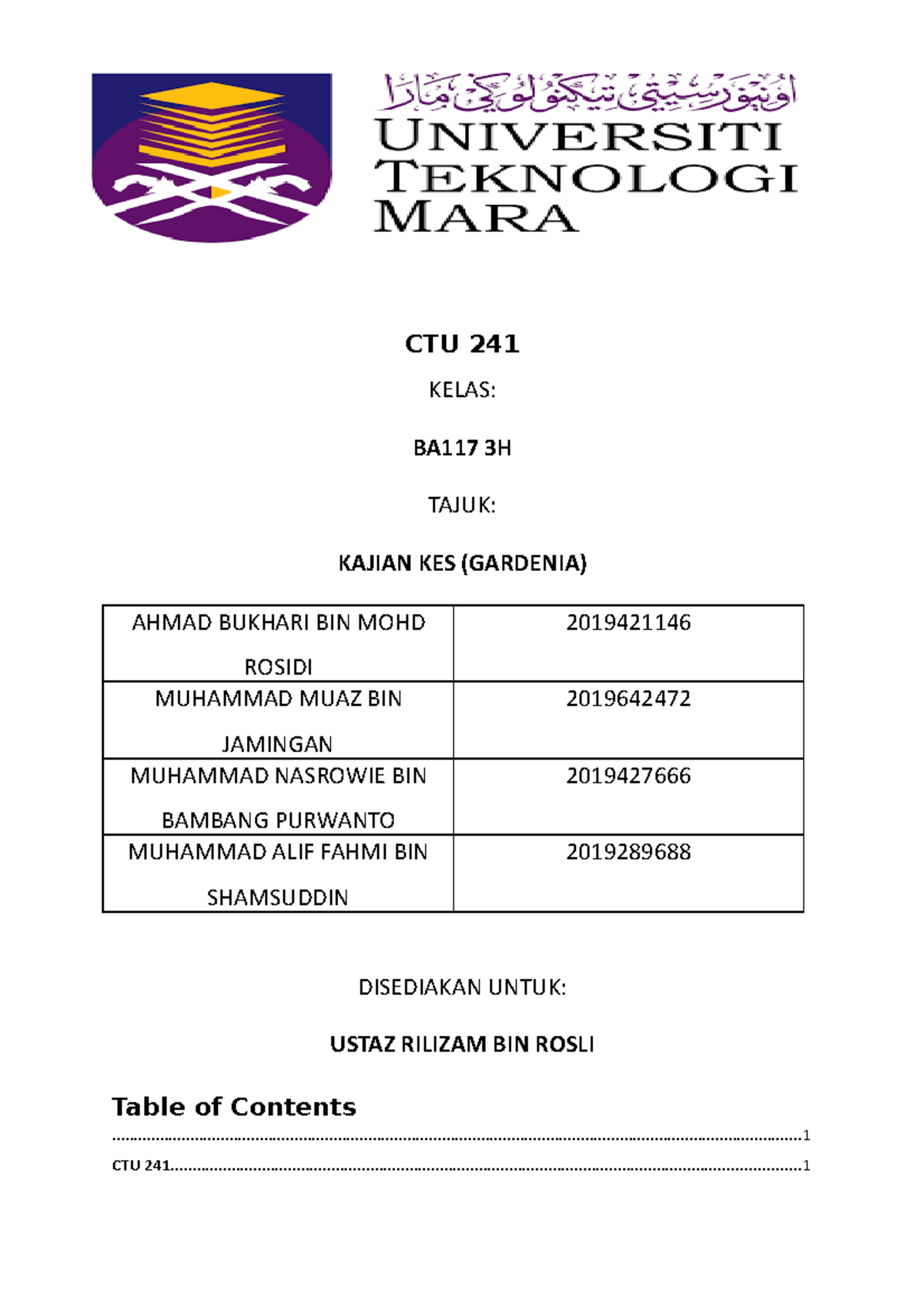 contoh assignment ctu 241