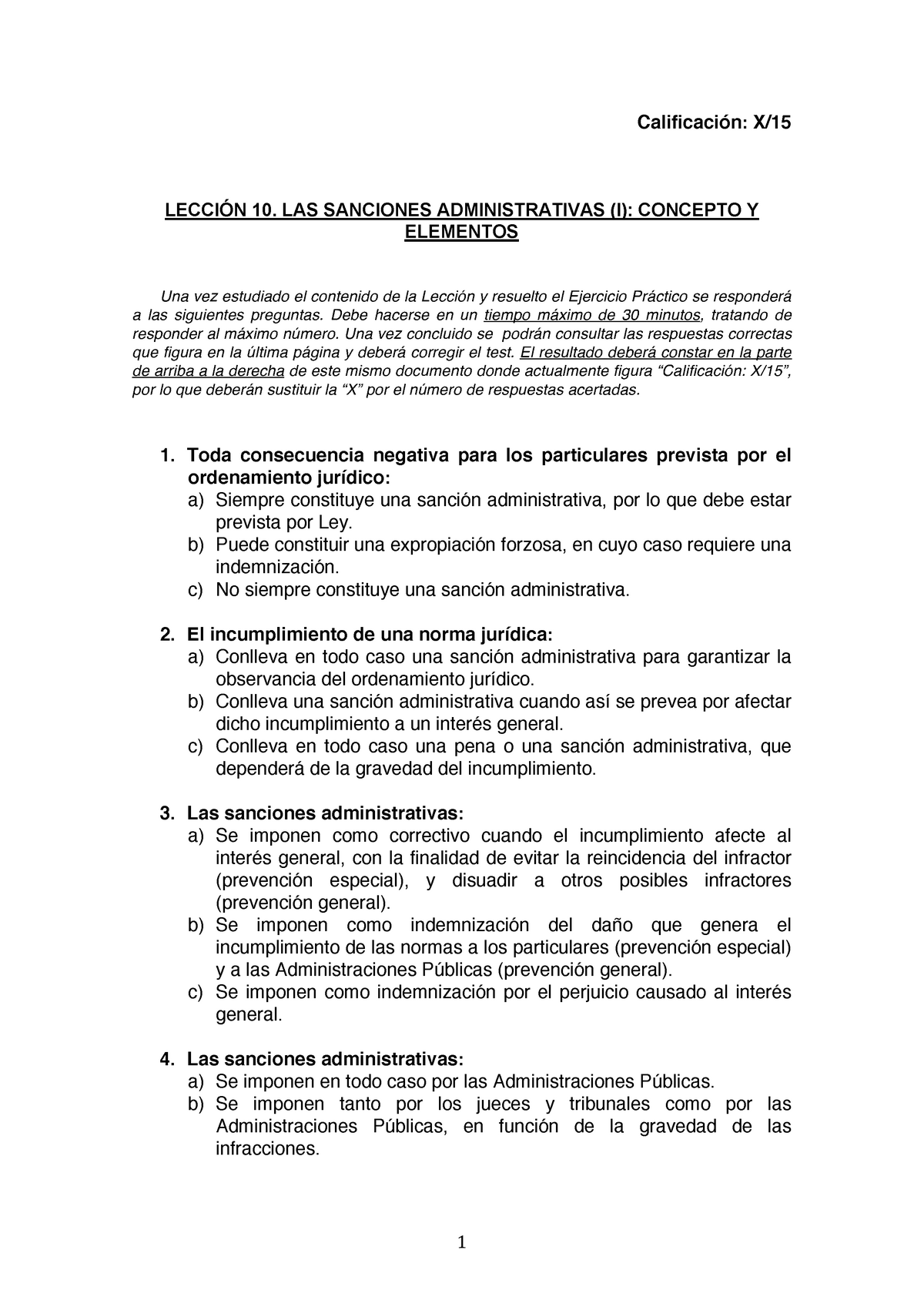 Sanciones Administrativas- Concepto Y Elementos - Calificación: X ...