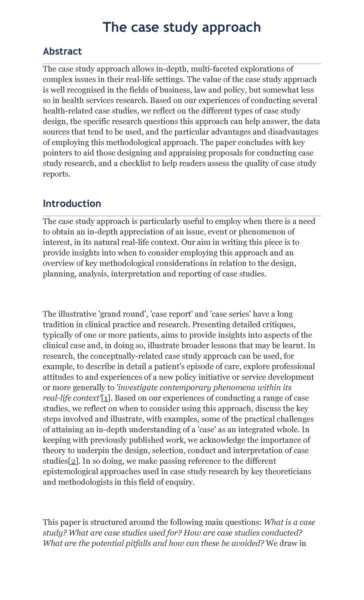 The case study approach - The case study approach Abstract The case ...