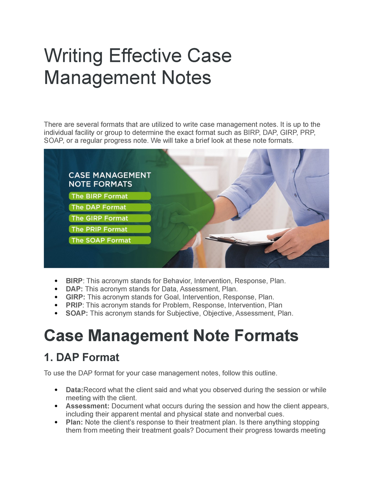 Writing Effective Case Management Notes Writing Effective Case