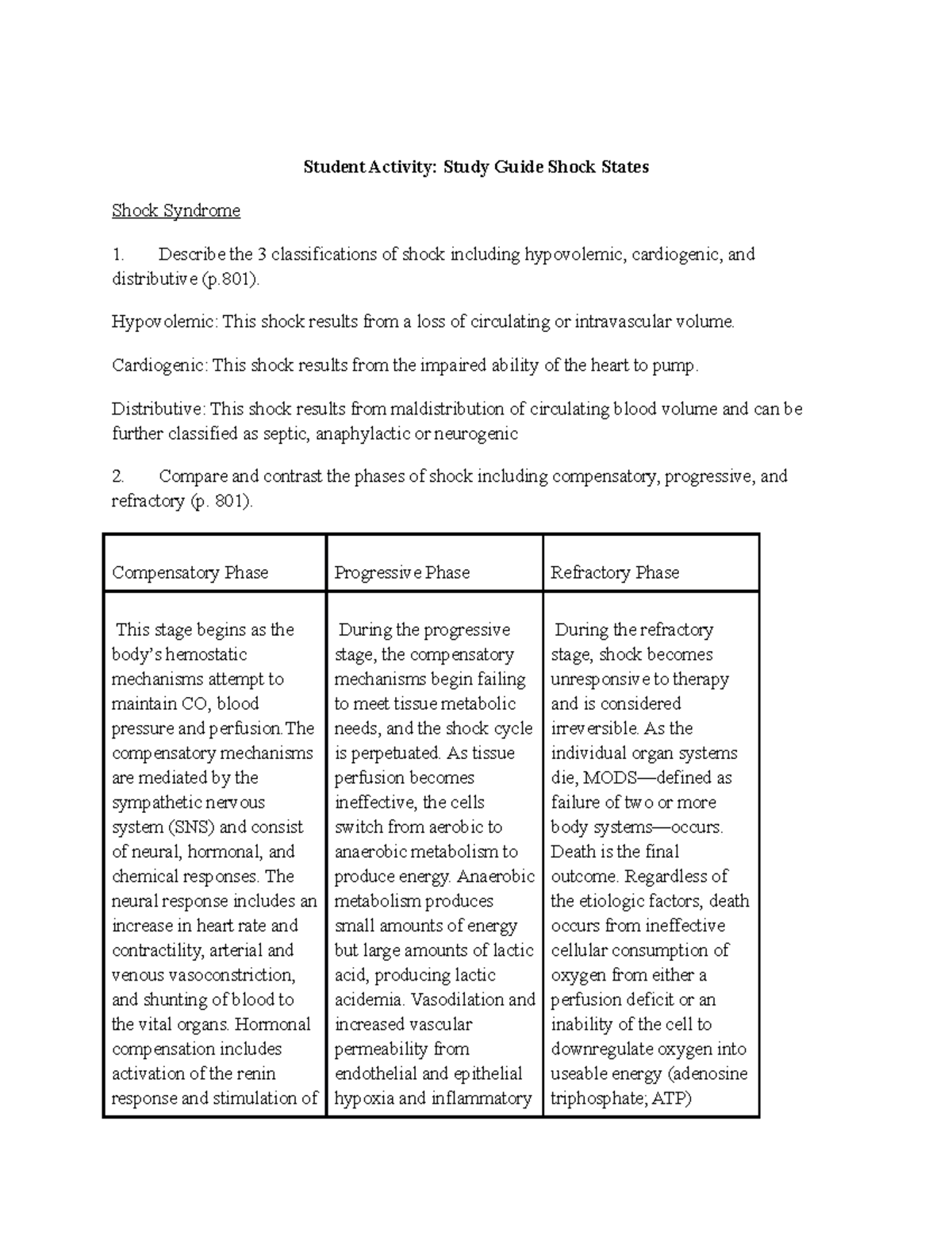 Libarra Study Guide Shock State - Student Activity: Study Guide Shock ...