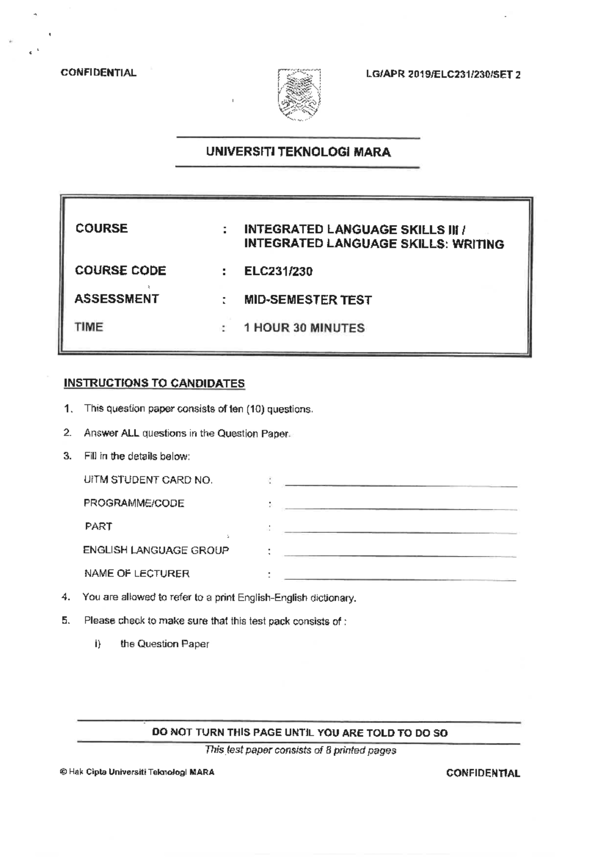 ELC231 MTT Eyes in the Sky English writing Studocu