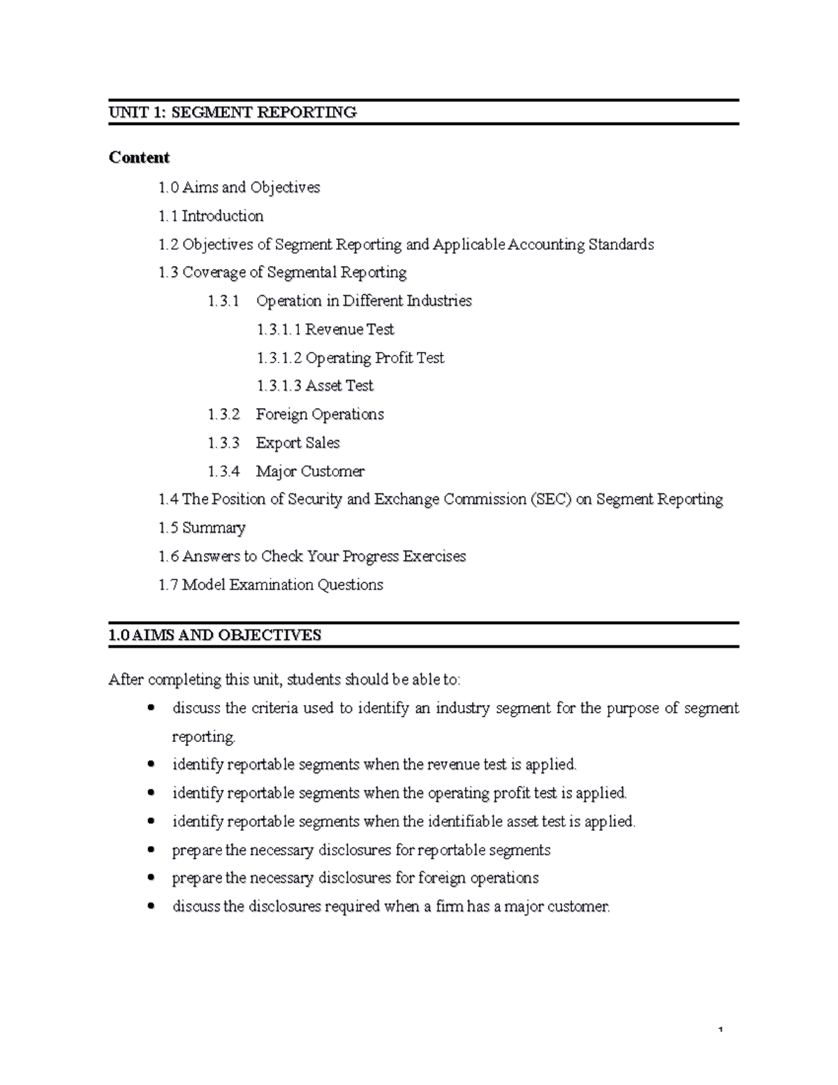 Unit 1 Advanced Accounting - UNIT 1: SEGMENT REPORTINGUNIT 1: SEGMENT ...