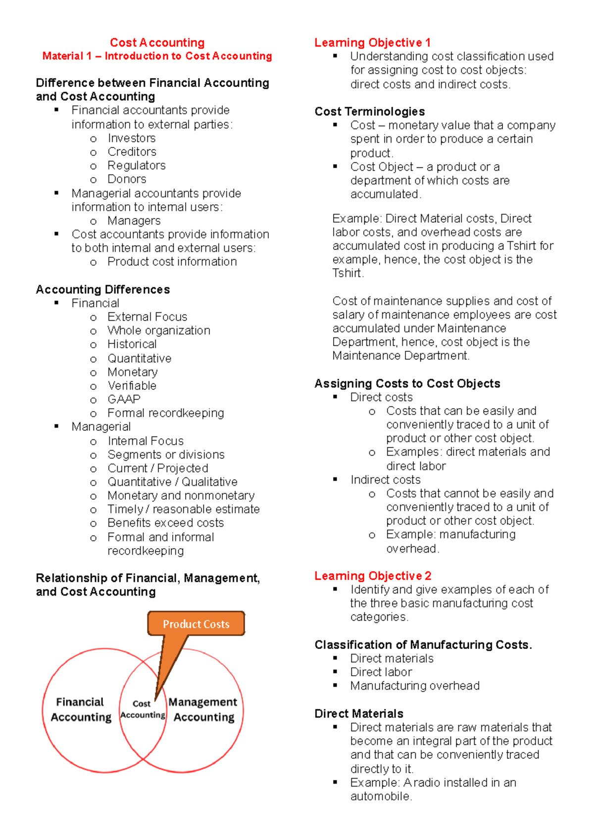 Material 1 - Overview of Cost Accounting - Cost Accounting Material 1 ...