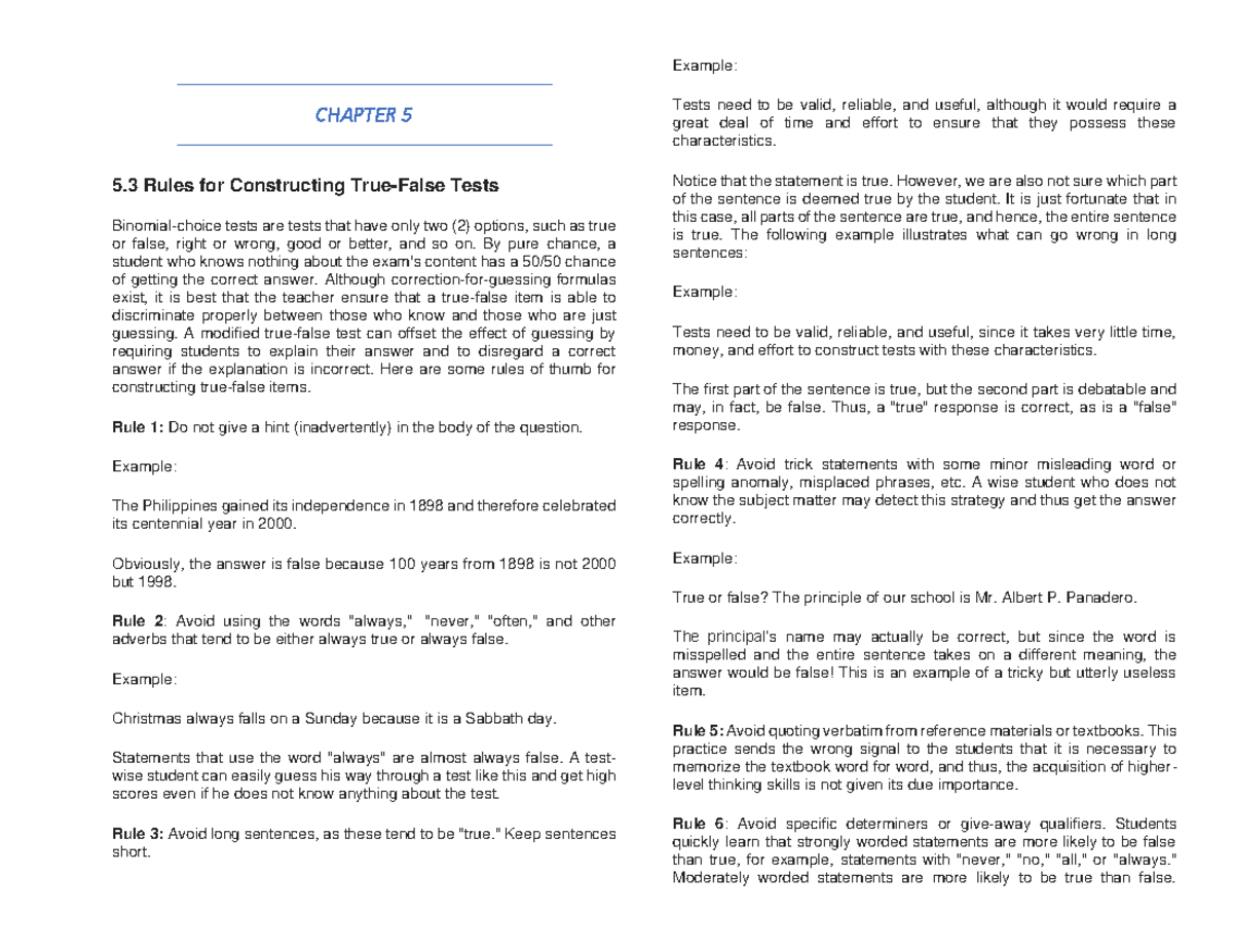 profed-106-chapter-5-all-about-assessment-chapter-5-5-rules-for