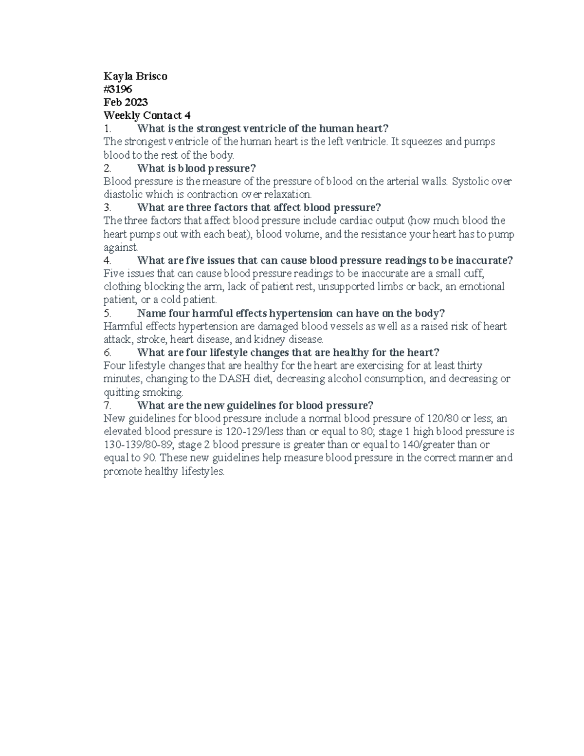 Contact 4 Kayla Brisco Feb 2023 Weekly Contact 4 What is the