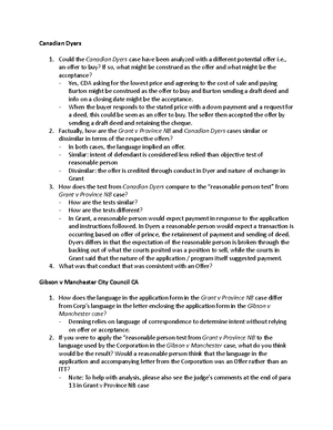 Contracts Cheat Sheet - Chapter 9: Conditional agreement: CPP suspends ...