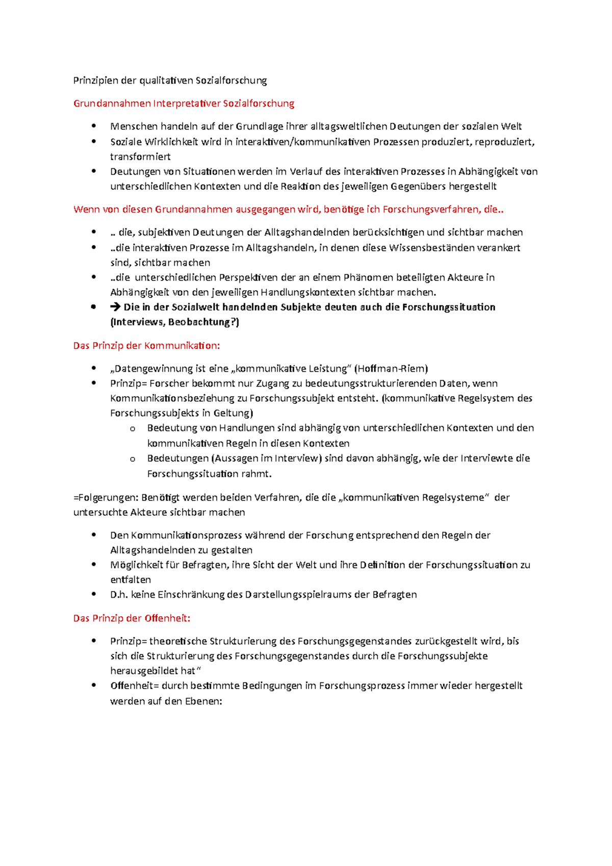 Vorlesung 4 - Prinzipien der qualitativen Sozialforschung Grundannahmen