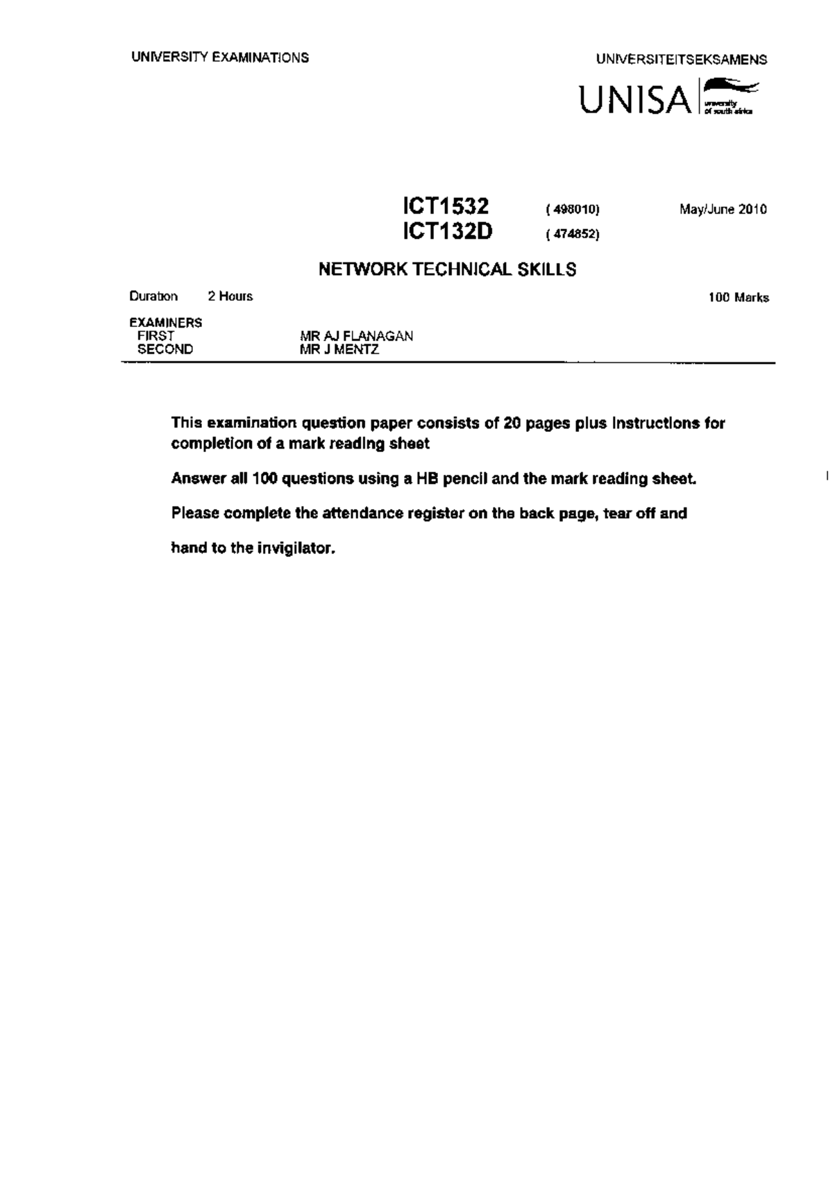 Ict1532 2010 6 E 1 Previous Exams Ict1521 Studocu Ict1532 2010 6 E 1 Previous Exams Ict1521 Studocu