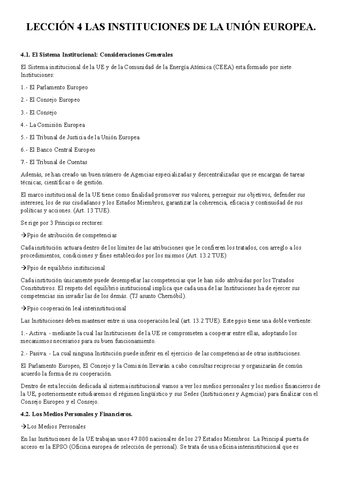 Leccion 4 due - Apuntes derecho de la union europea - LECCIÓN 4 LAS ...