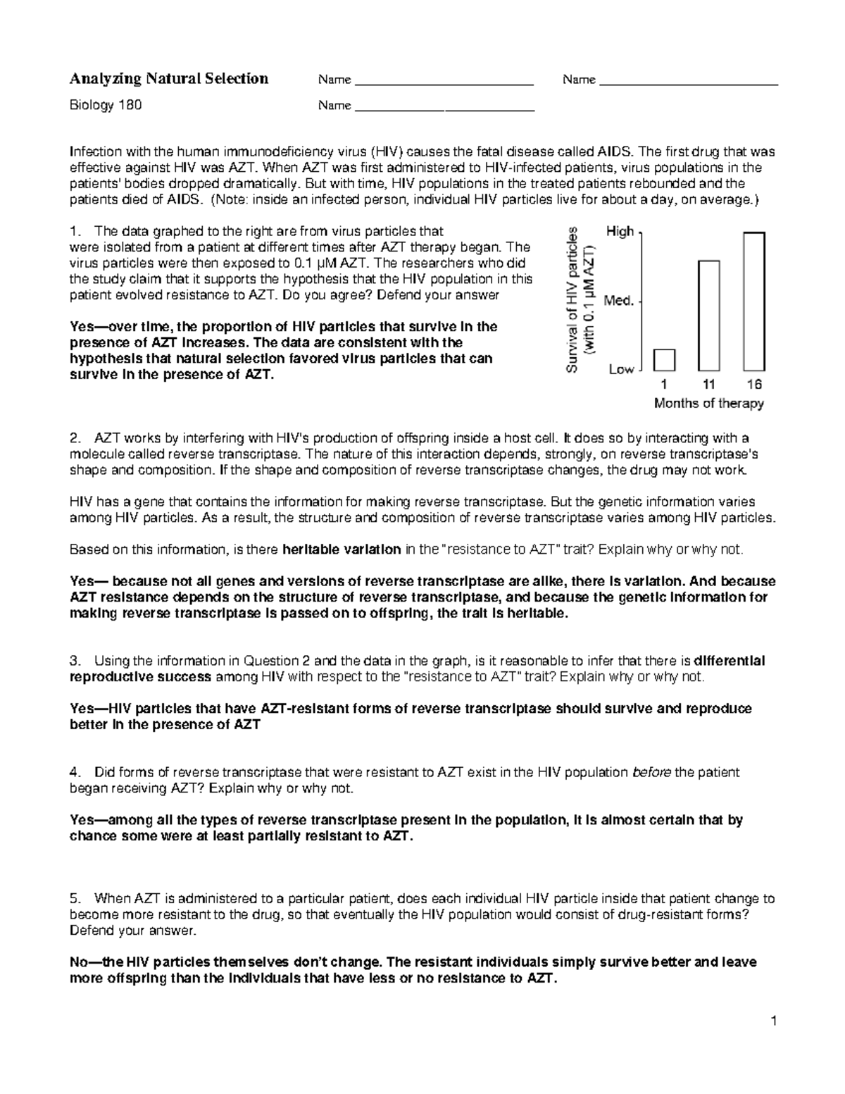 2 - natural selection - 1 Analyzing Natural Selection Name ...