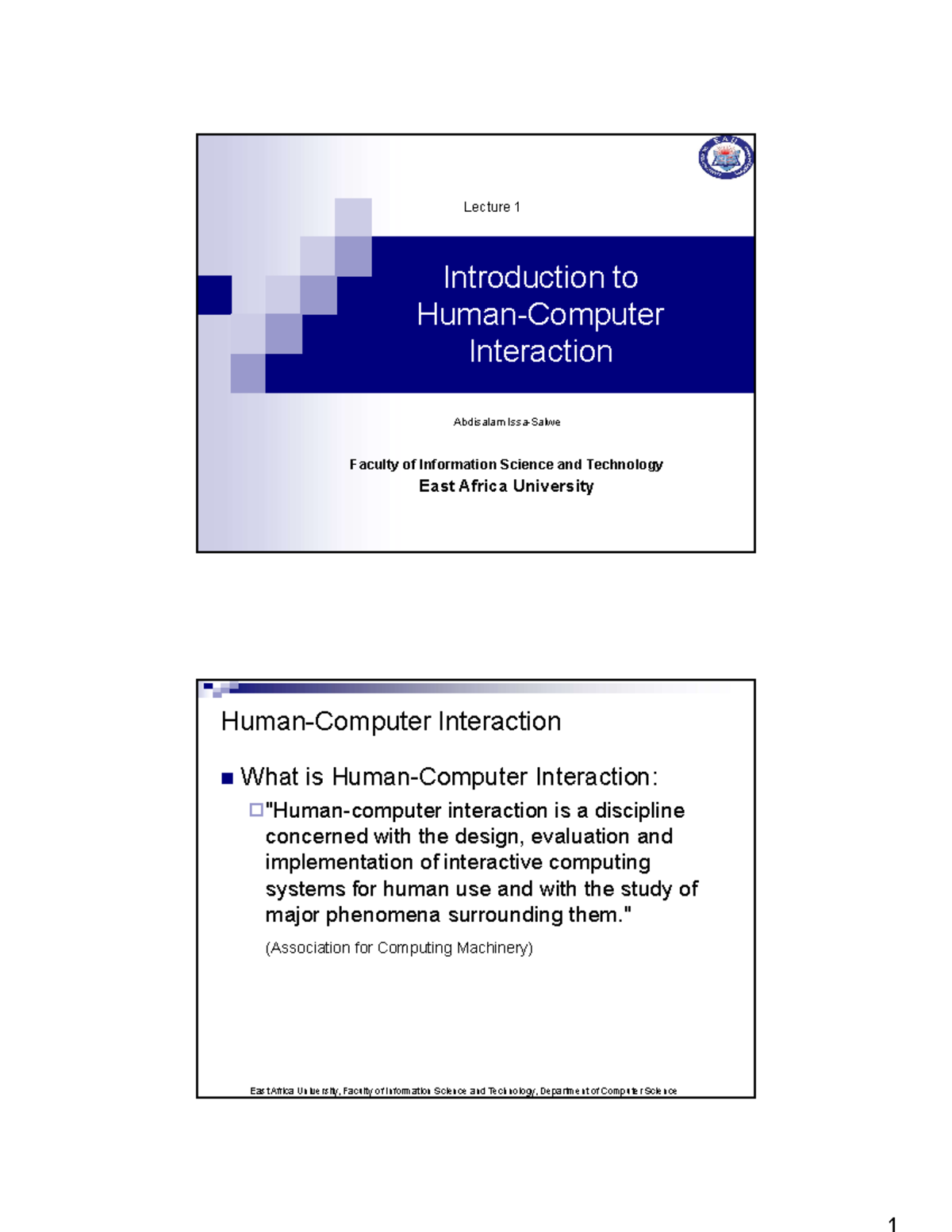 Lecture 1 (Introduction Computer Interraction) - Introduction To Human ...