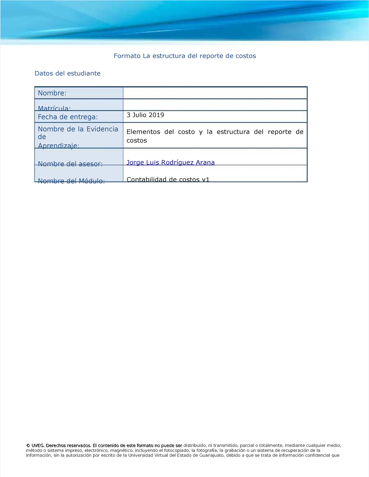 Pdf Reporte Elementos Del Costo Y La Estructura Del Reporte De Costos