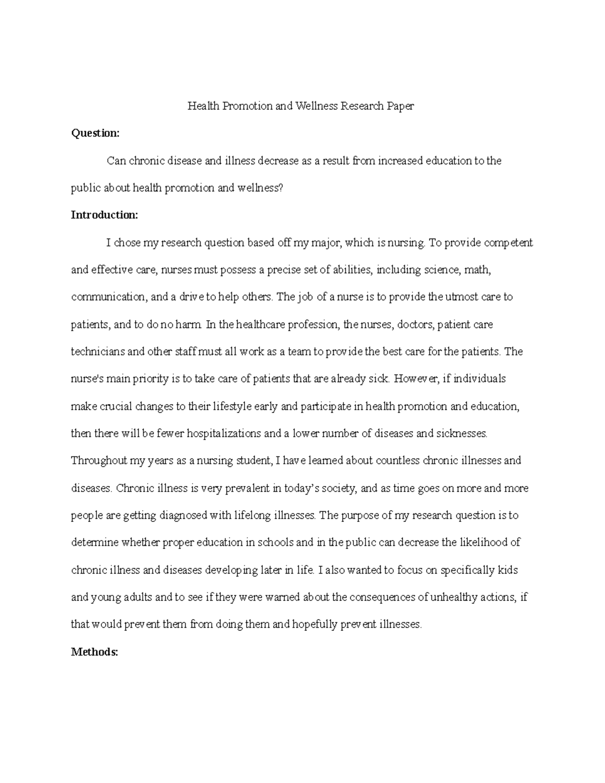 health problems research paper